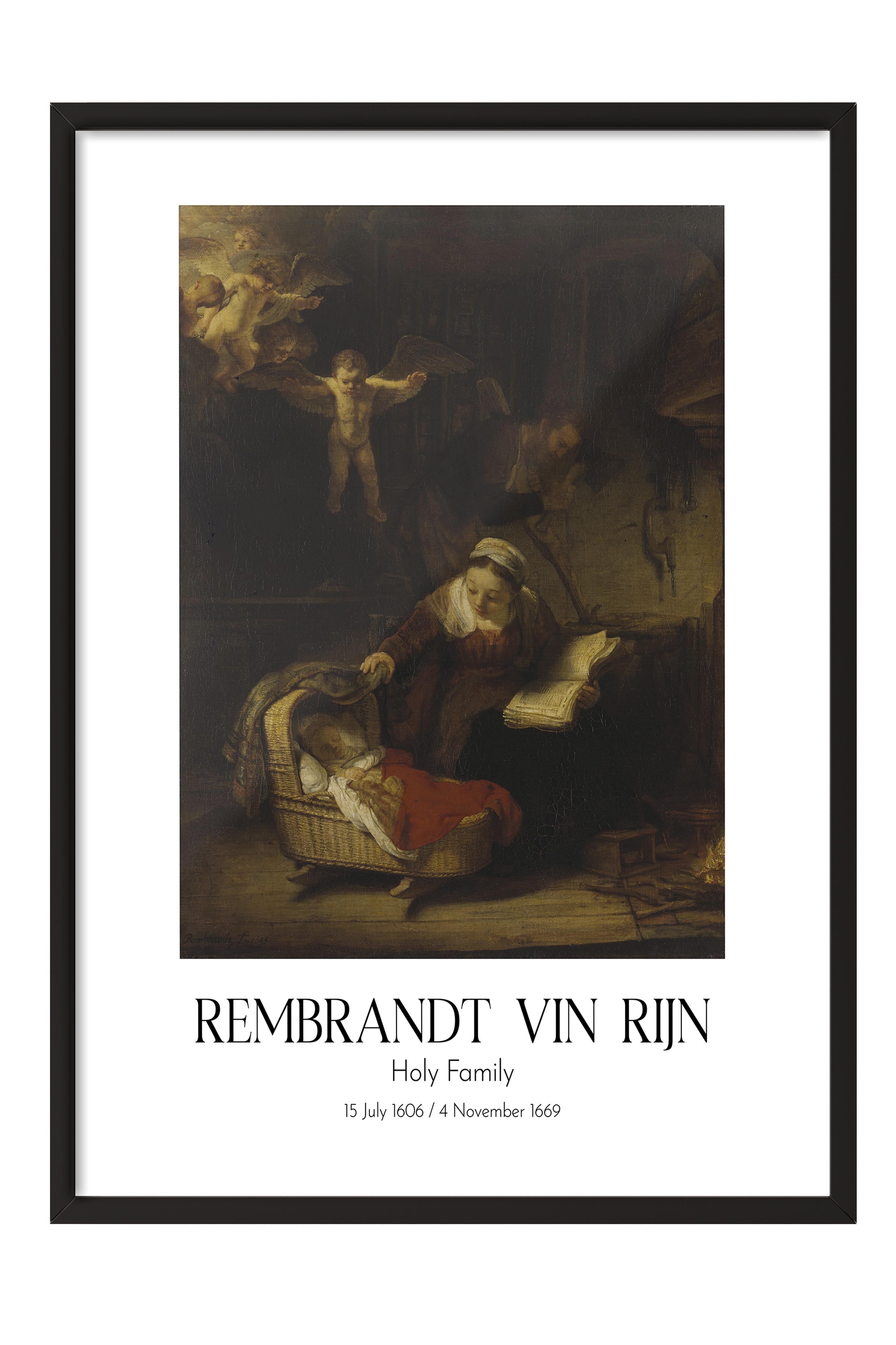 Rembrandt Vin Rijn - Holy Family, Siyah Çerçeveli Tablo, Sanat Serisi NO:112394
