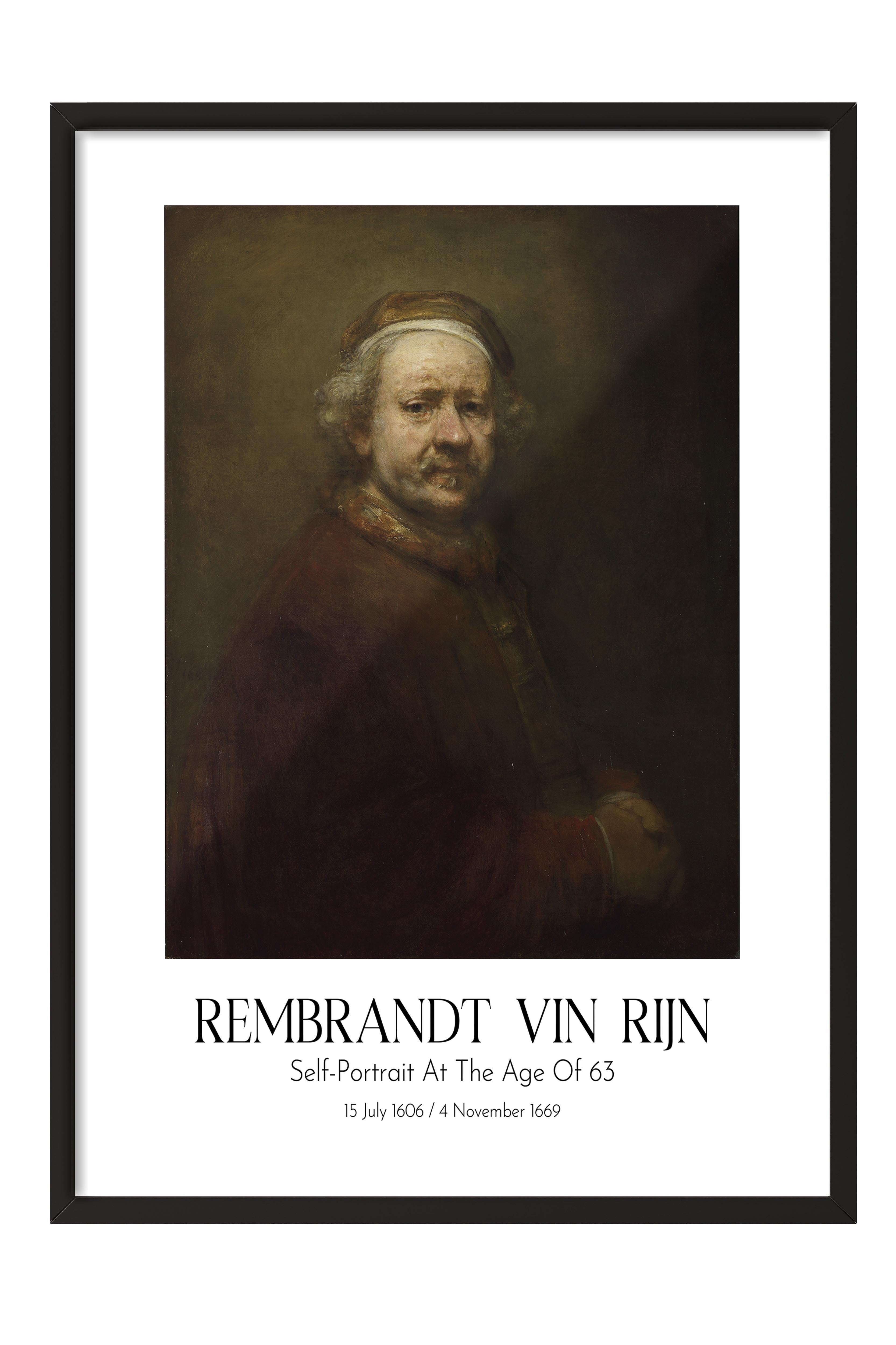 Rembrandt Vin Rijn - Self-Portrait At The Age Of 63, Siyah Çerçeveli Tablo, Sanat Serisi NO:112381