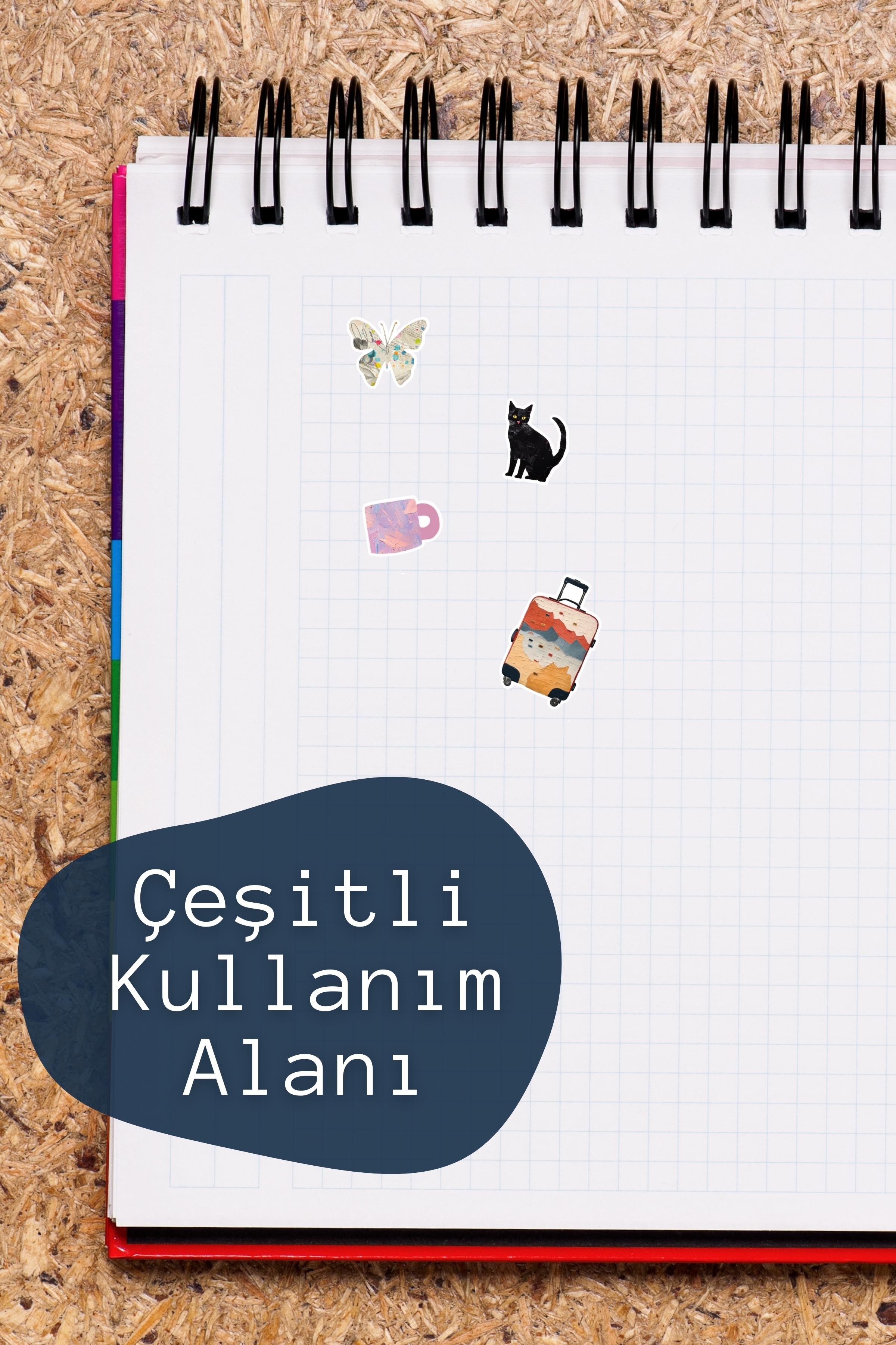 Rengarenk Etiket Seti, Büyük Boy, 16 Adet Su Geçirmez, Sticker Seti, Laptop, Telefon, Valiz Uyumlu