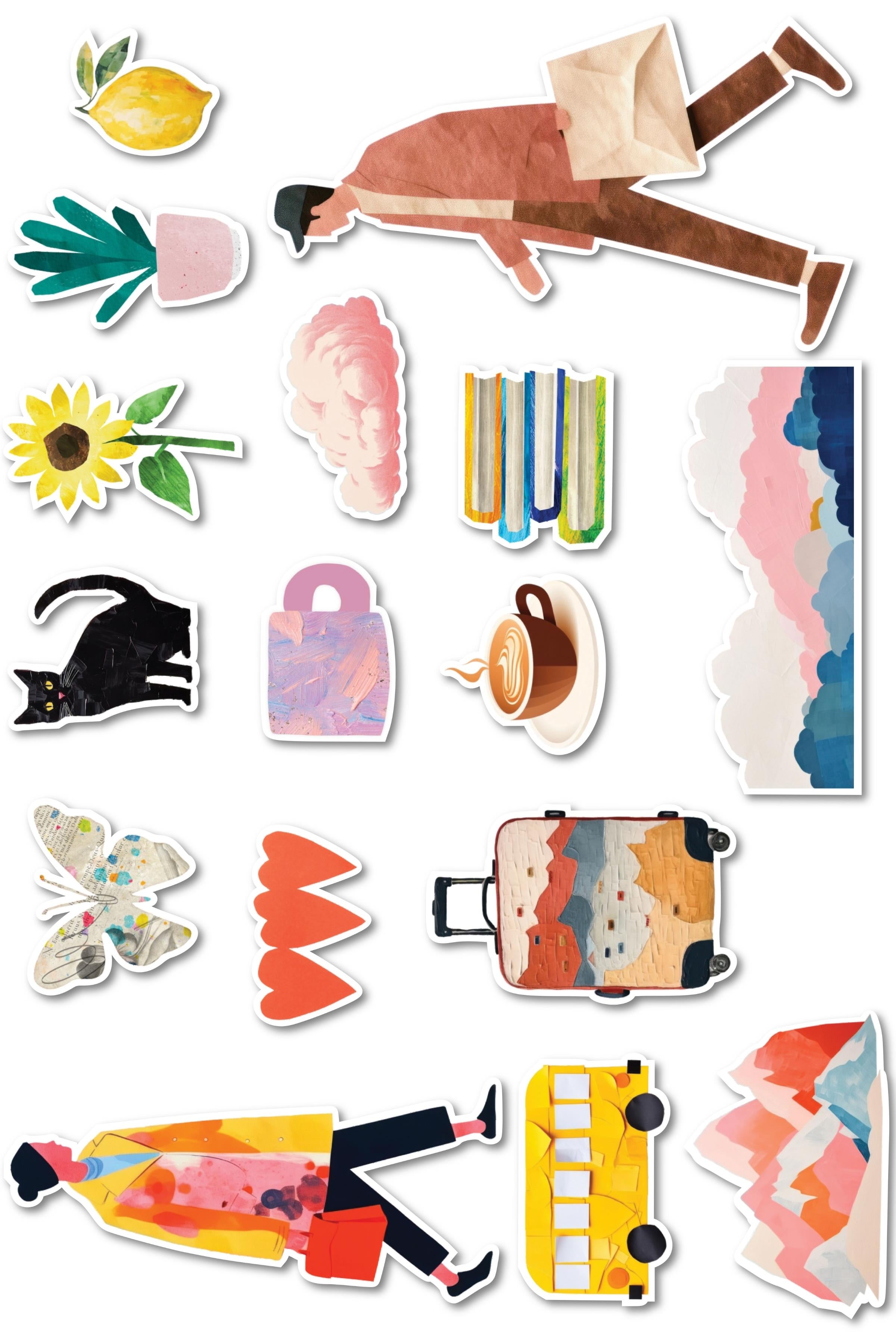 Rengarenk Etiket Seti, Büyük Boy, 16 Adet Su Geçirmez, Sticker Seti, Laptop, Telefon, Valiz Uyumlu