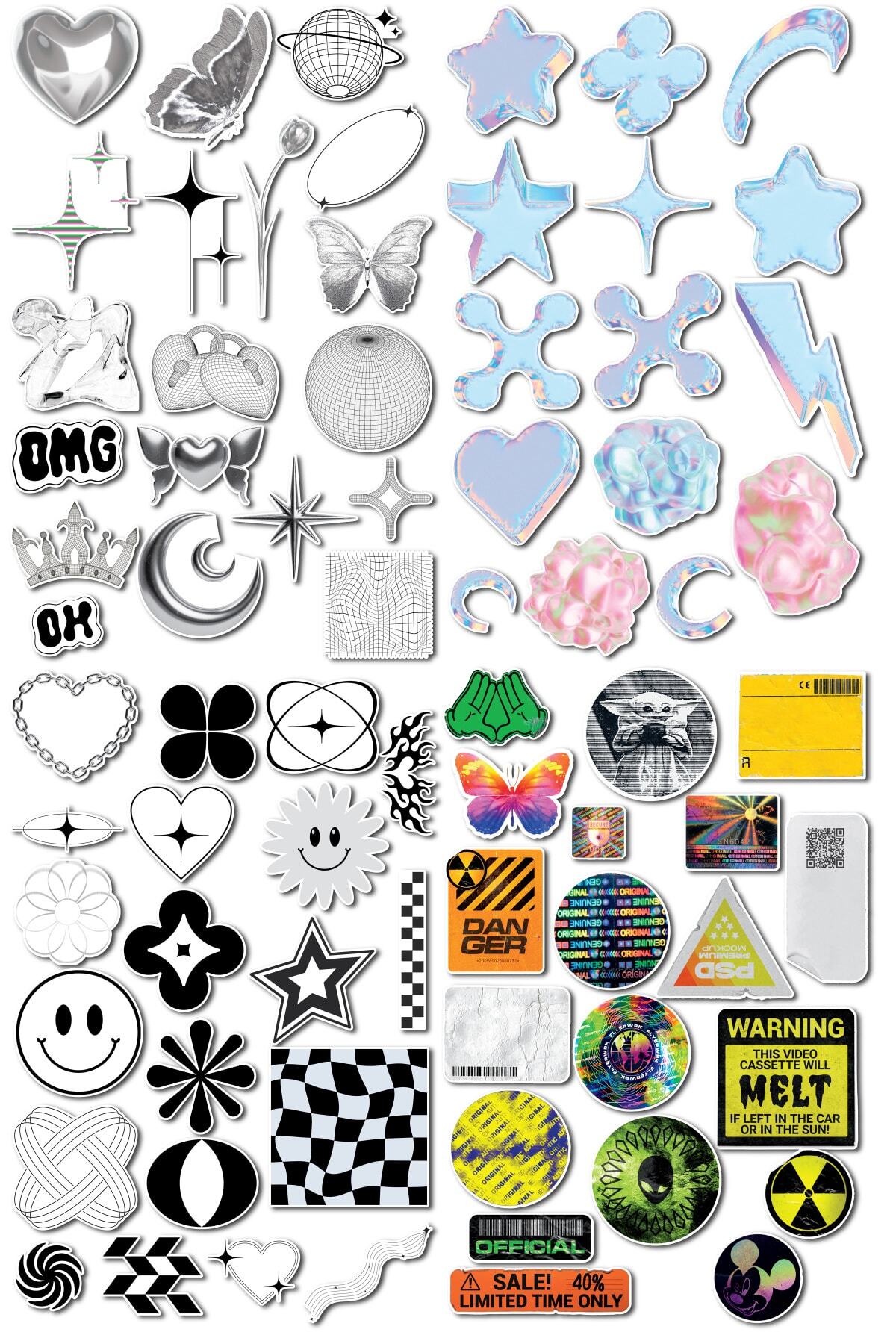 Rengarenk Sticker Seti - Etiket Seti- Telefon, Tablet, Defter Laptop Uyumlu Etiket