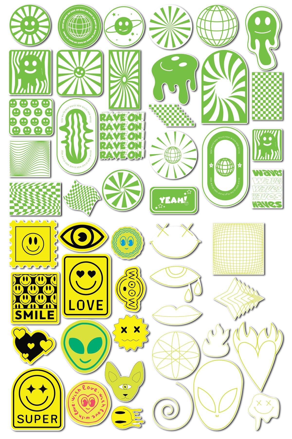 Rengarenk Sticker Seti - Etiket Seti- Telefon, Tablet, Defter Laptop Uyumlu Etiket