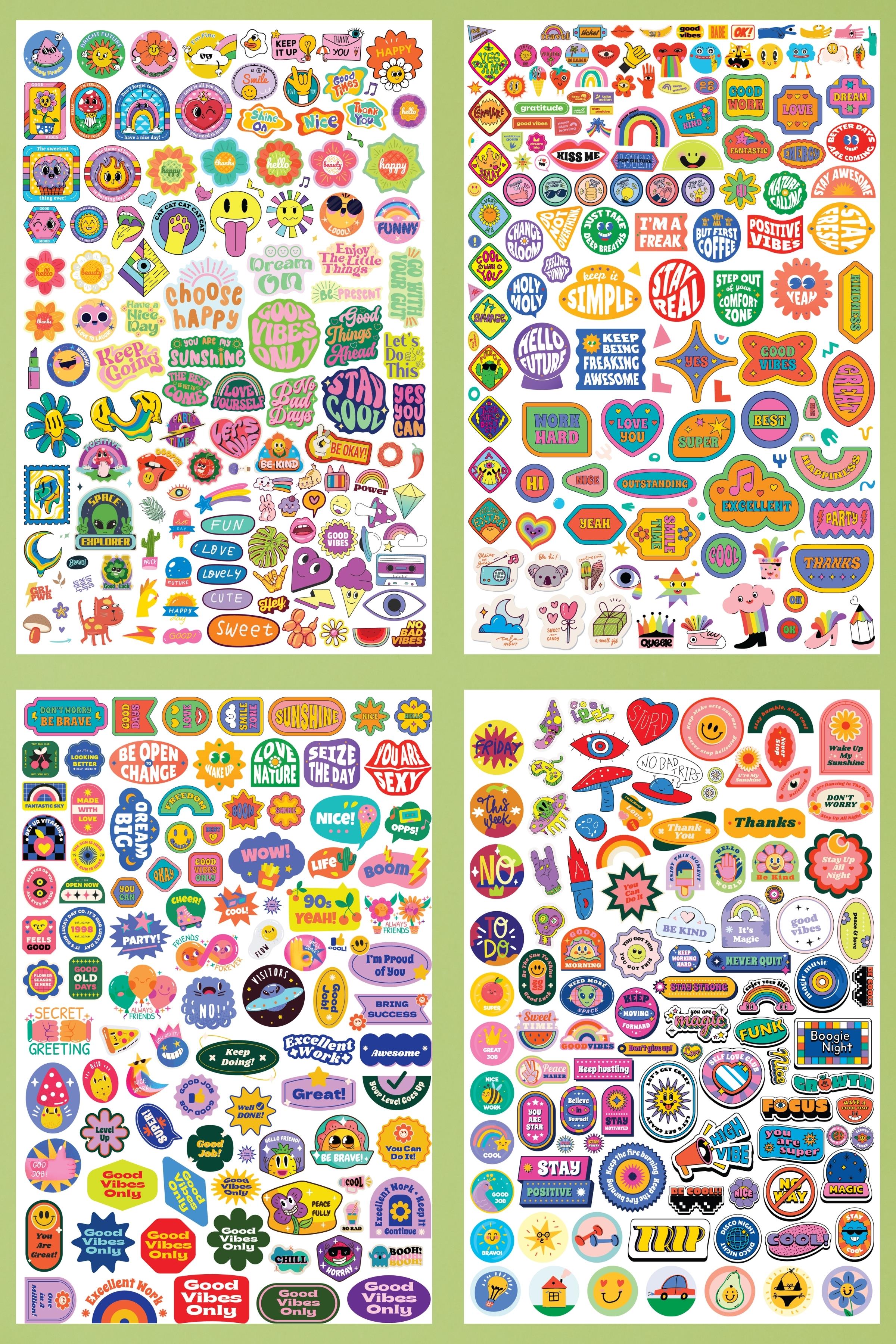 Renkli Etiket Seti, 450 Adet Renkli Etiket, Sticker Book, Sticker Defteri, Bullet Journal, Günlük