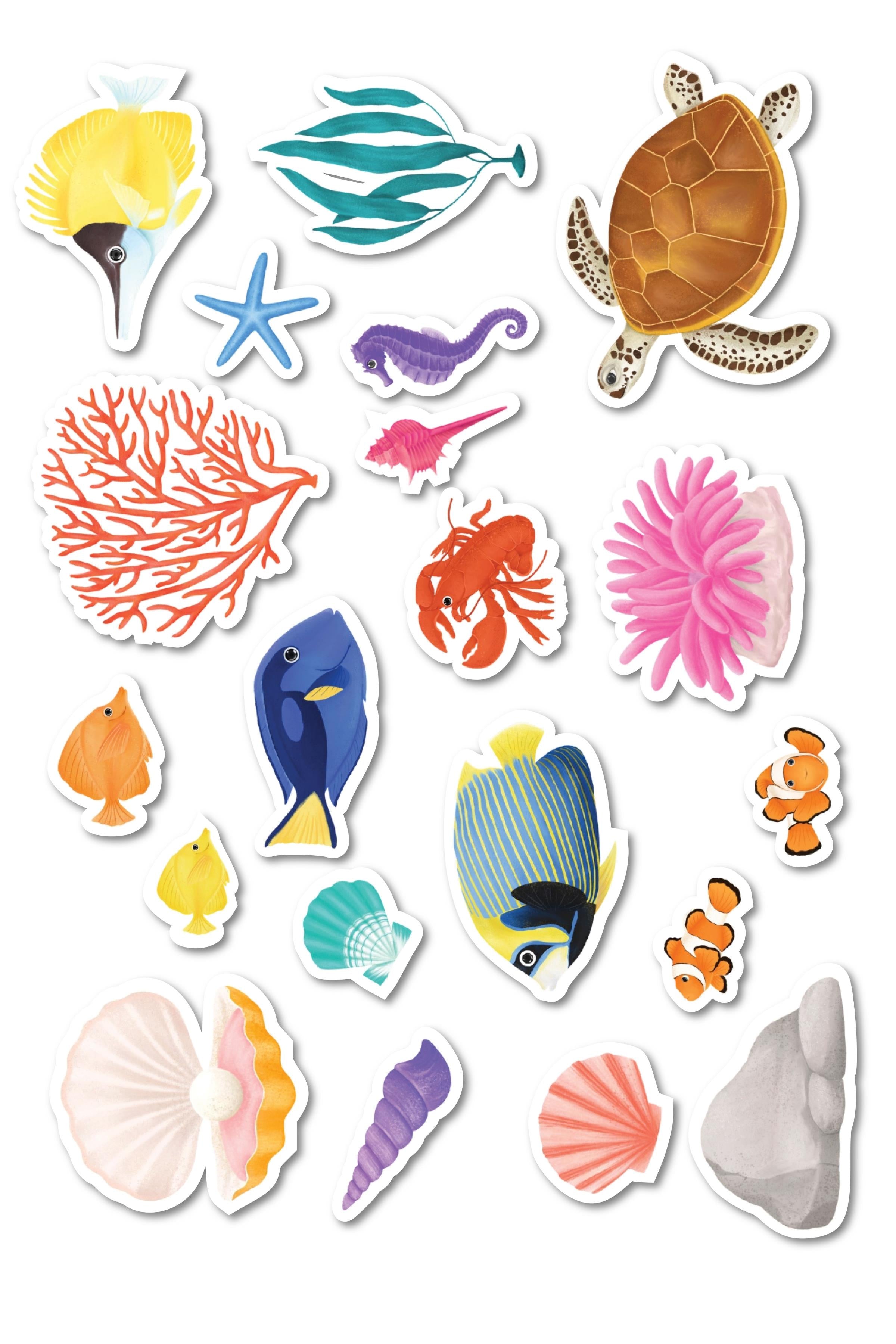 Renkli Okyanus Etiket Seti, Büyük Boy, 20 Adet Su Geçirmez, Vintage Sticker, Laptop, Telefon, Valiz Uyumlu