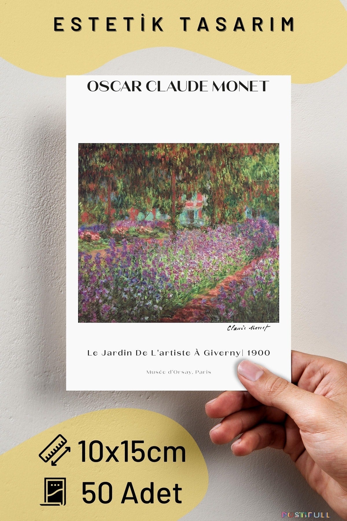 Ressamlar Kolaj Seti, Sanatsal Poster Kartları, Bant Hediyeli - 50 Adet 10*15cm Duvar Posterleri