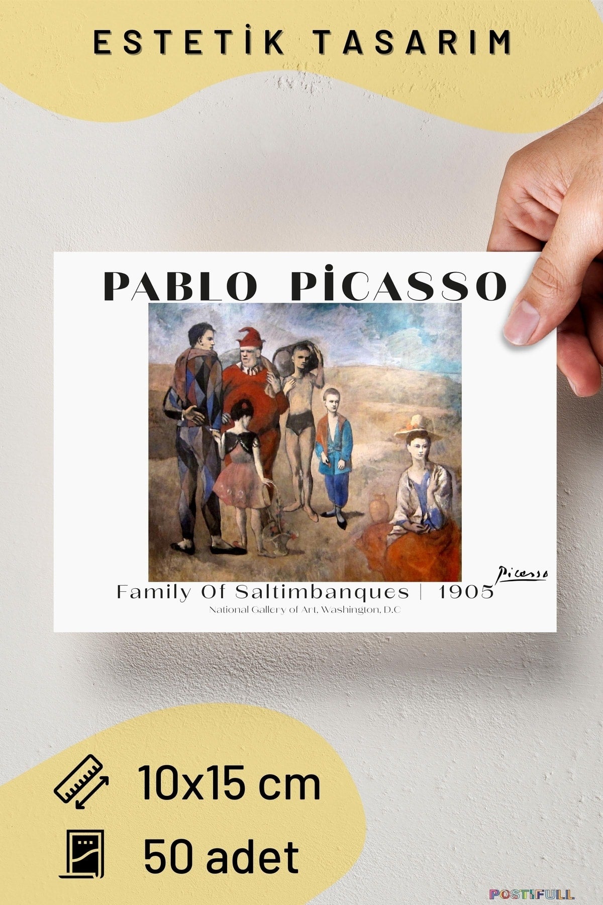 Ressamlar Kolaj Seti, Sanatsal Poster Kartları, Bant Hediyeli - 50 Adet 10*15cm Duvar Posterleri