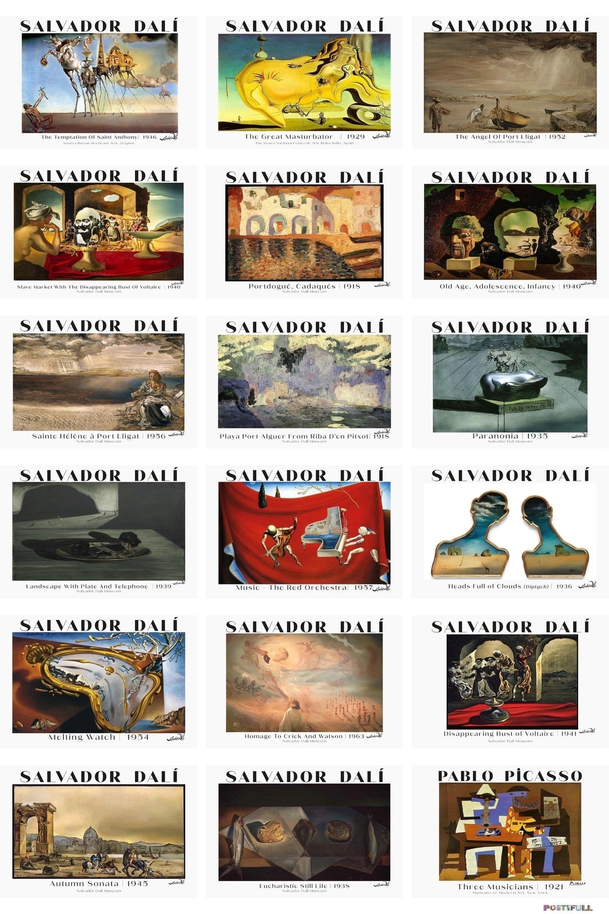 Ressamlar Kolaj Seti, Sanatsal Poster Kartları, Bant Hediyeli - 50 Adet 10*15cm Duvar Posterleri