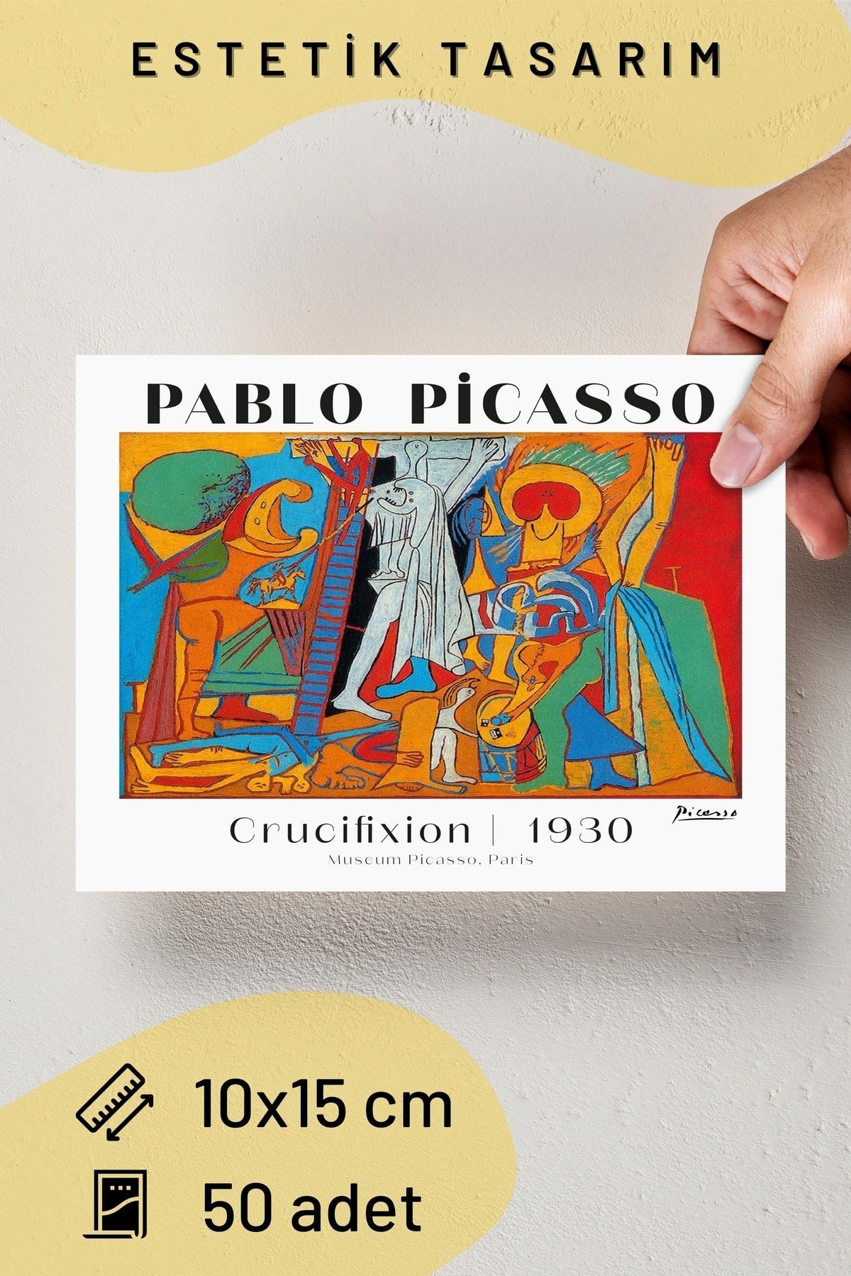 Ressamlar Kolaj Seti, Sanatsal Poster Kartları, Bant Hediyeli - 50 Adet 10*15cm Duvar Posterleri