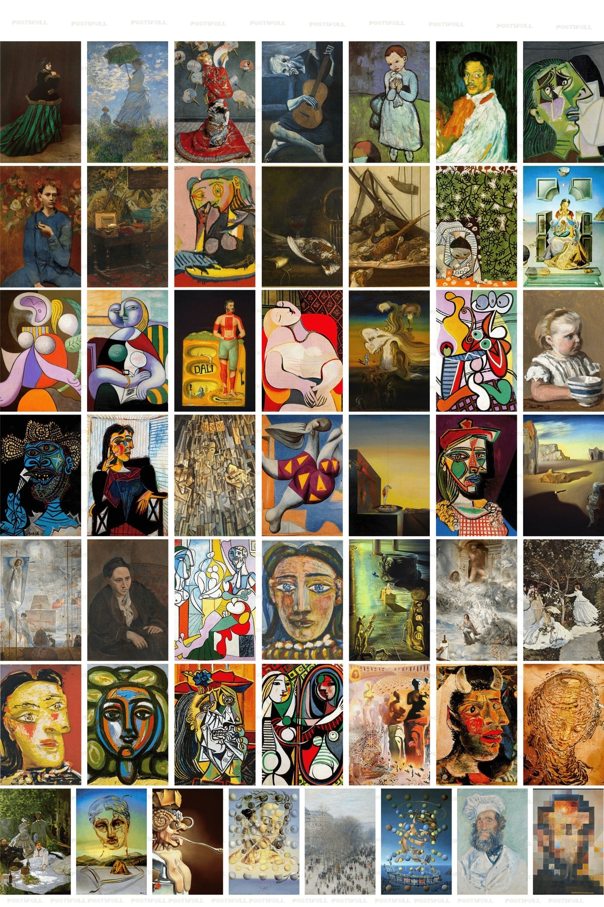 Ressamlar Poster Kolaj Seti, Sanatsal Poster Kartları, Bant Hediyeli - 50 Adet 10*15cm Duvar Posteri