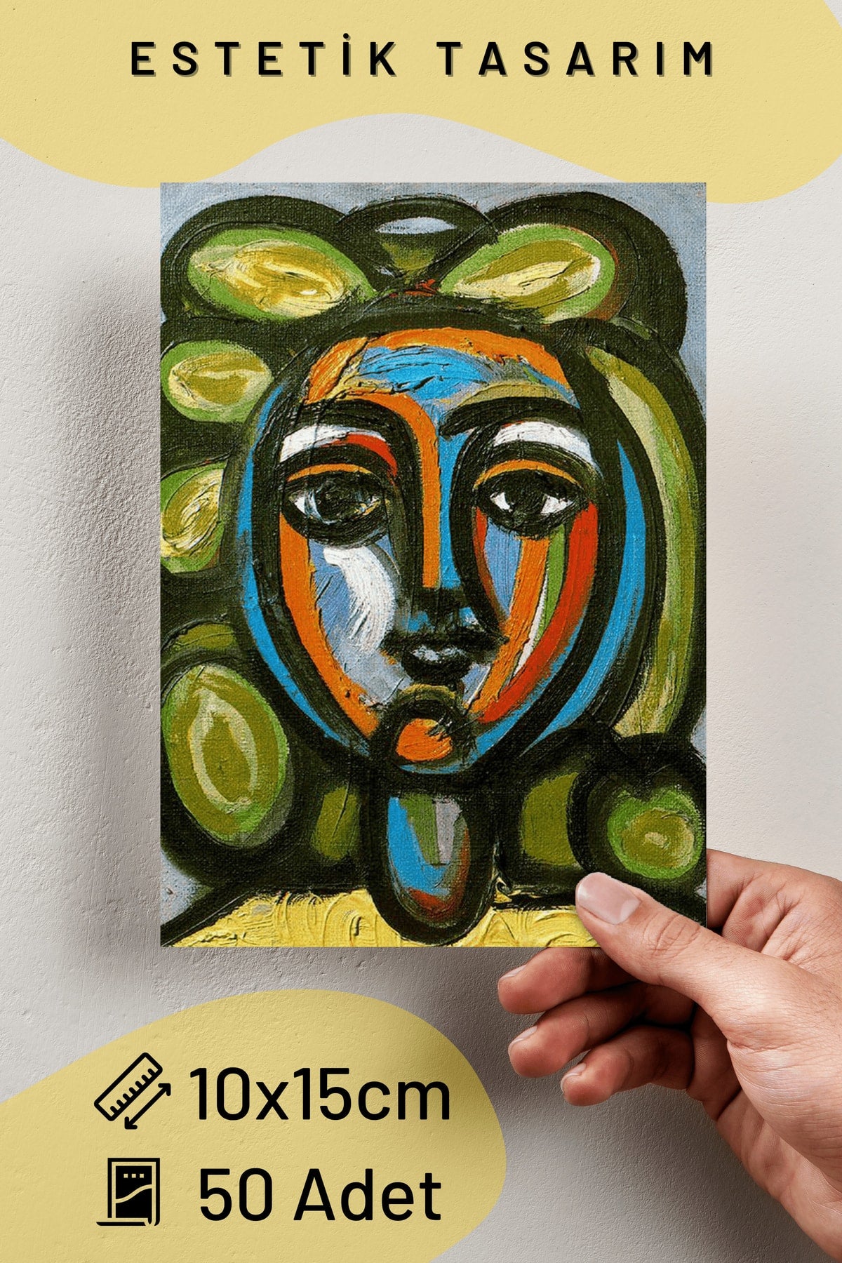 Ressamlar Poster Kolaj Seti, Sanatsal Poster Kartları, Bant Hediyeli - 50 Adet 10*15cm Duvar Posteri