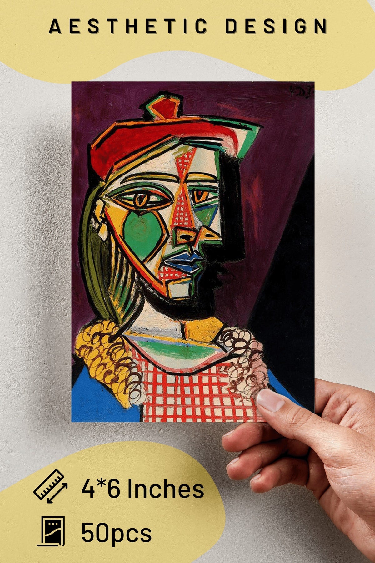 Ressamlar Poster Kolaj Seti, Sanatsal Poster Kartları, Bant Hediyeli - 50 Adet 10*15cm Duvar Posteri