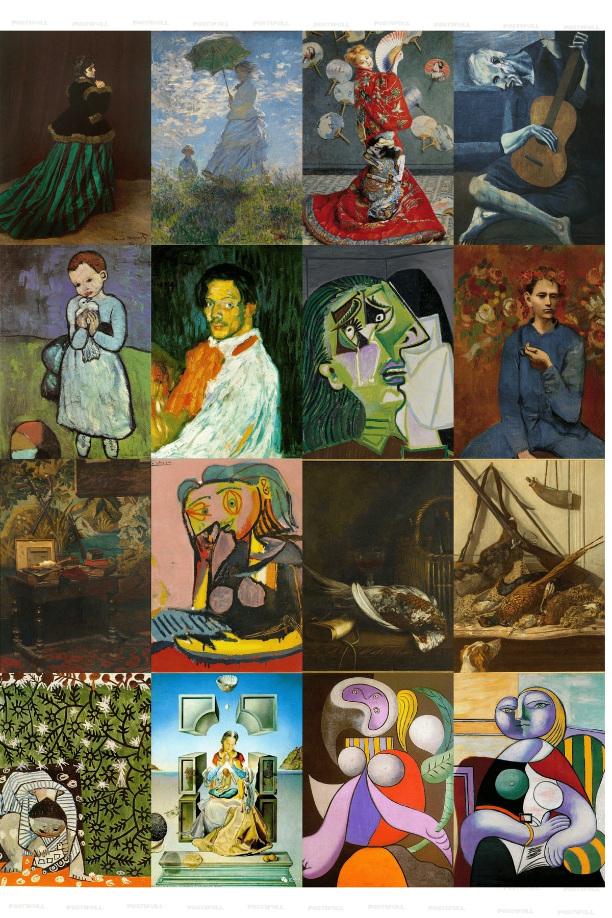 Ressamlar Poster Kolaj Seti, Sanatsal Poster Kartları, Bant Hediyeli - 50 Adet 10*15cm Duvar Posteri