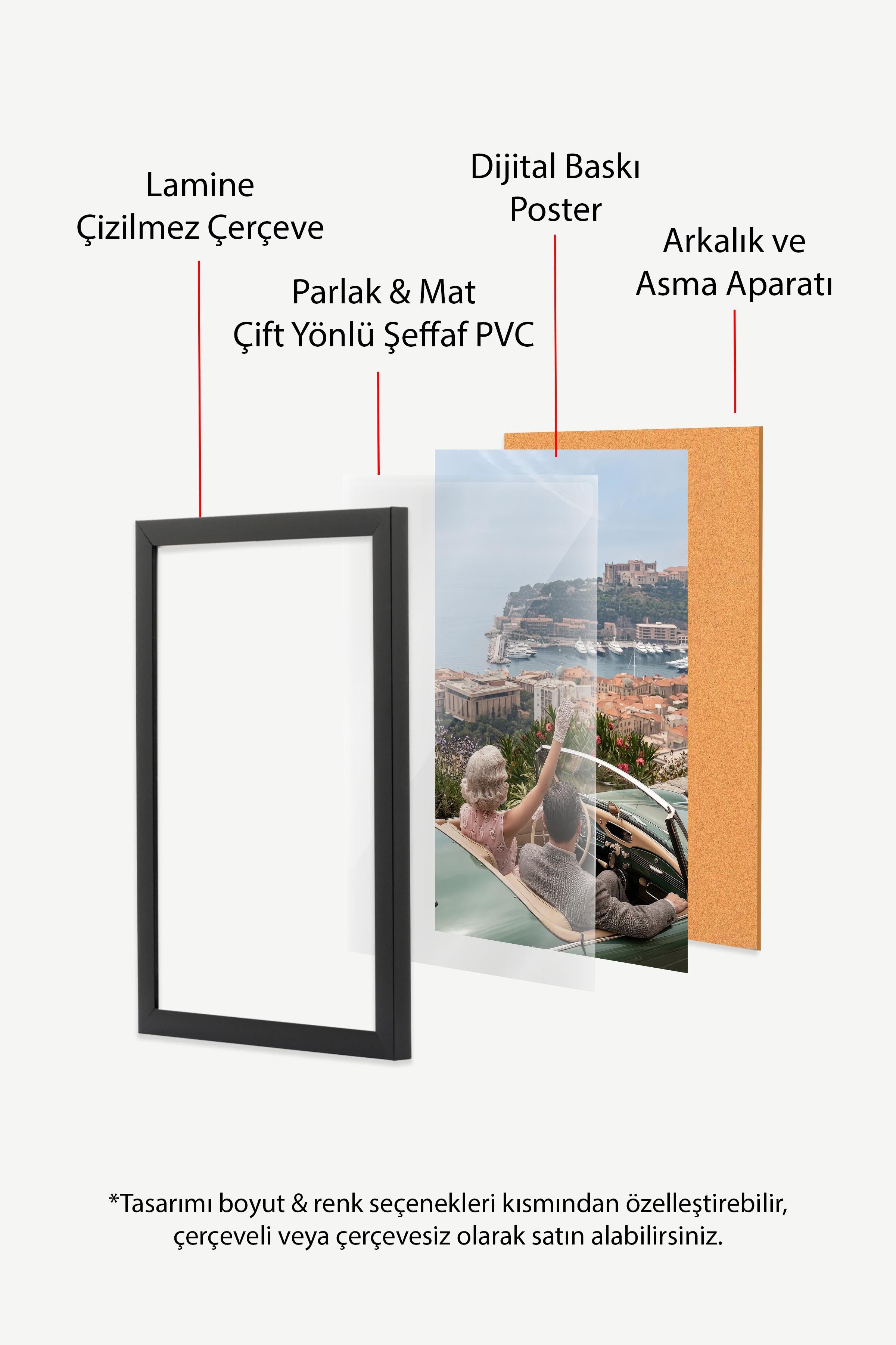 Retro Araba ve Şehir Manzarası Posteri, Siyah Çerçeveli Poster, Old Money Serisi, NO:113177
