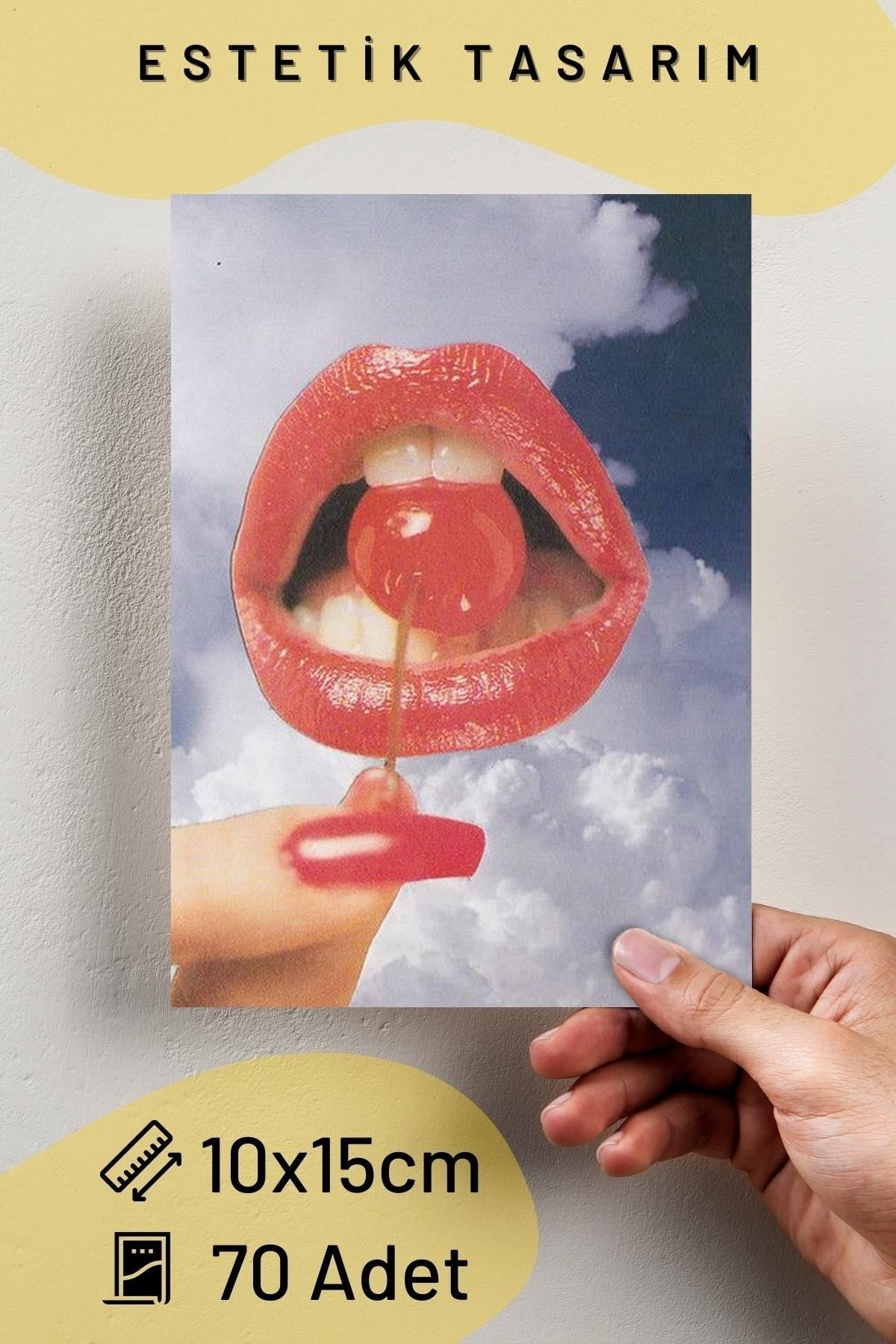 Retro Duvar Poster Seti - Arkası Yapışkanlı Kolaj Seti - Vintage Dekor - 10cm*15cm - 70 Adet