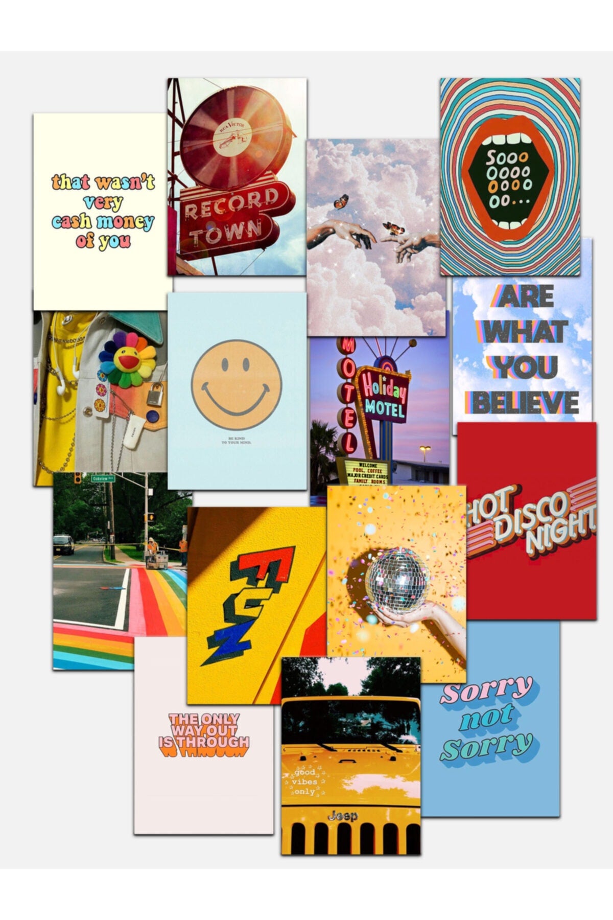 Retro Modern Duvar Kağıdı Seti, Modern Tablo Poster Seti, Dekoratif Poster Kolaj Seti, Çerçevesiz