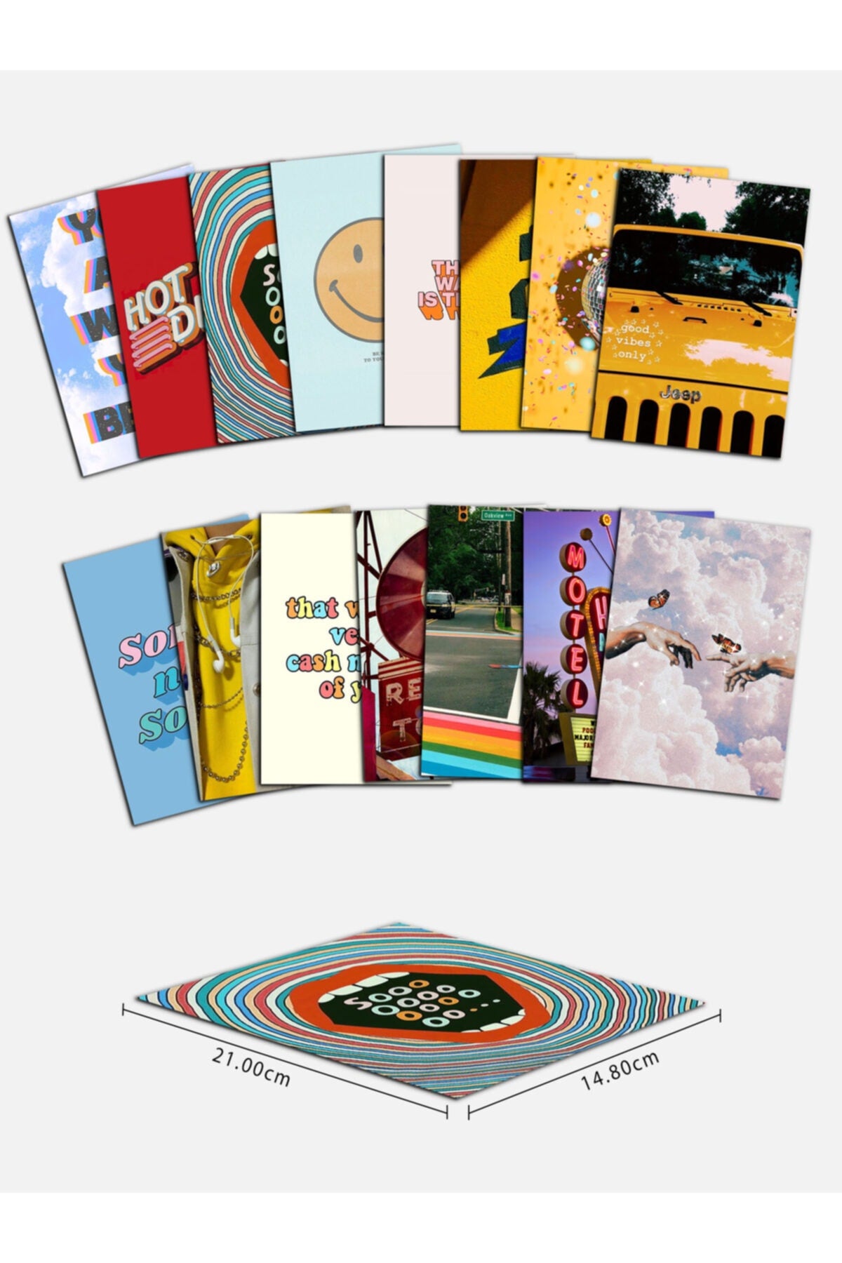 Retro Modern Duvar Kağıdı Seti, Modern Tablo Poster Seti, Dekoratif Poster Kolaj Seti, Çerçevesiz