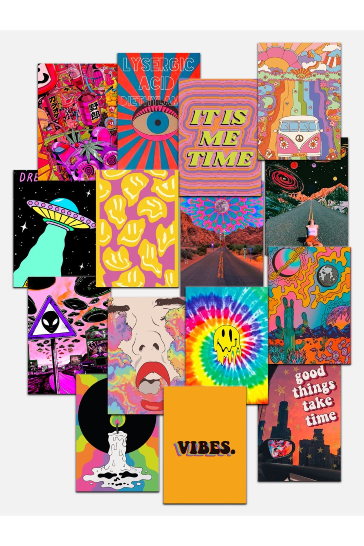 Retro Poster, Indie Kolaj Poster Seti, Dekoratif Poster Kolaj Seti, Çerçevesiz Hediyelik Poster