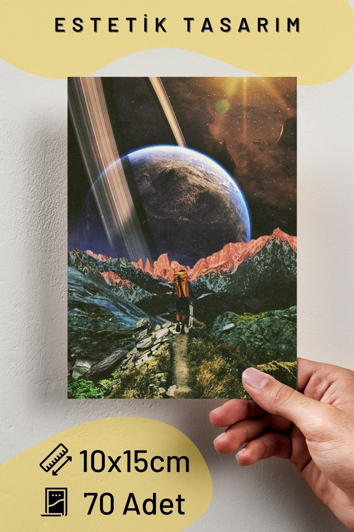 Retro Poster Seti - Arkası Yapışkanlı Futurist Poster Seti - 70 Adet Vintage Poster Kolaj Seti
