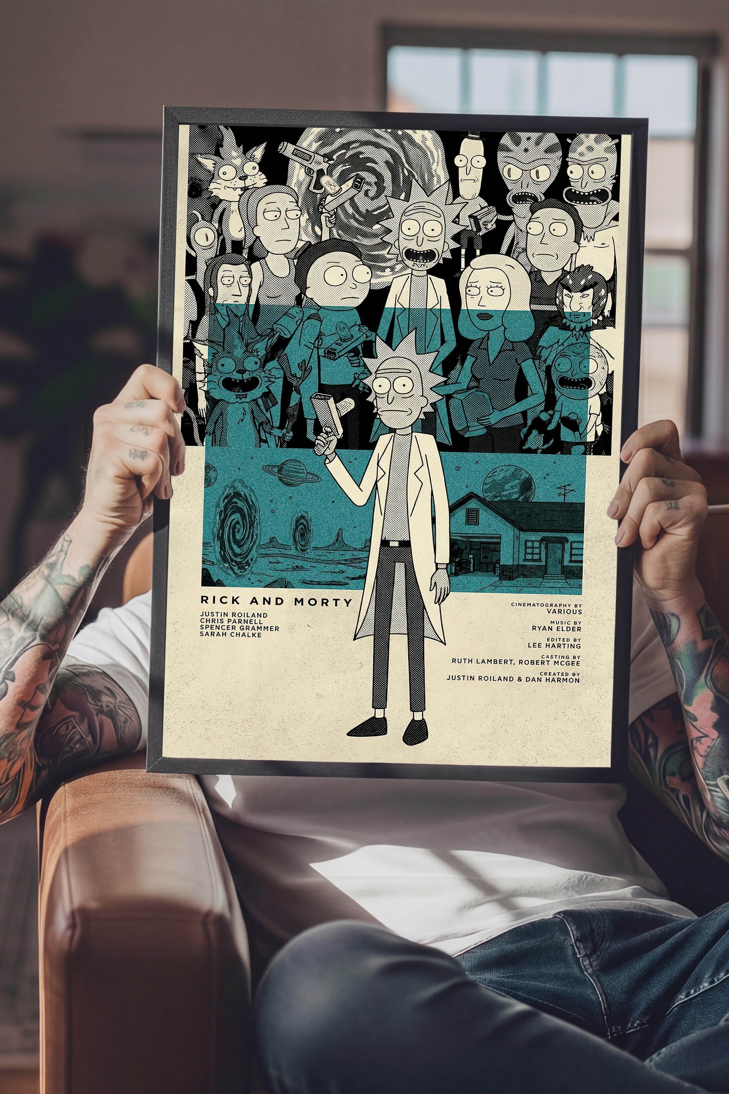 Rick and Morty Siyah Çerçeveli Poster, Sinema ve Dizi Tablo, Film Dizi Afişleri NO:112799