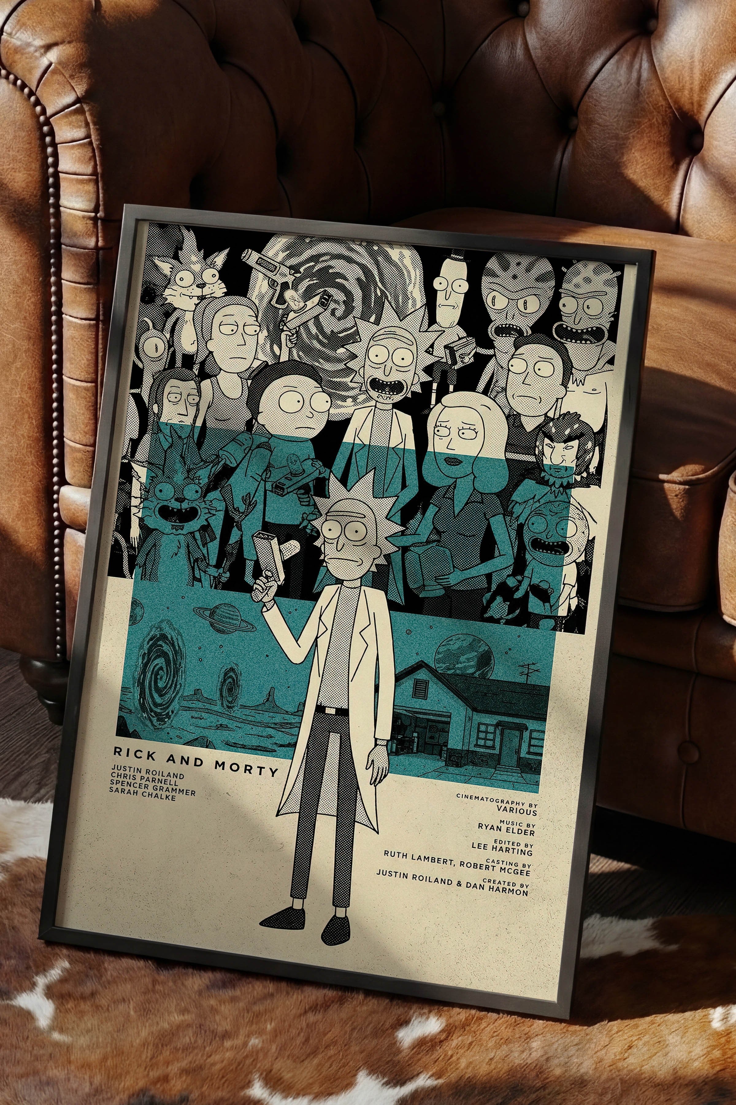 Rick and Morty Siyah Çerçeveli Poster, Sinema ve Dizi Tablo, Film Dizi Afişleri NO:112799