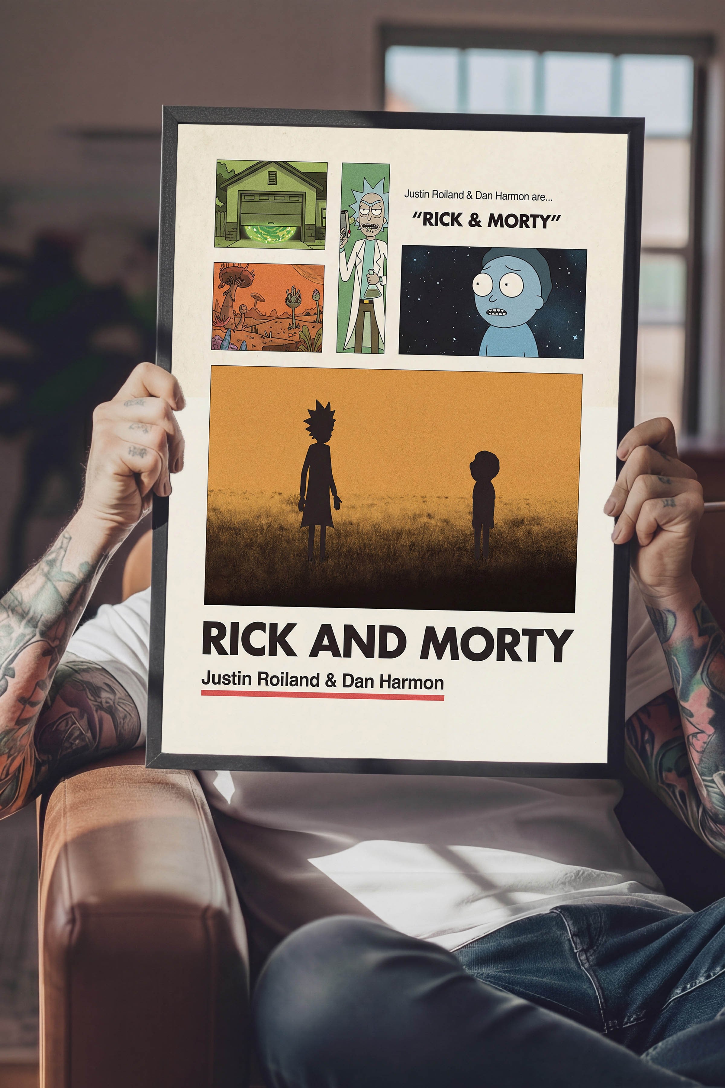 Rick and Morty Siyah Çerçeveli Poster, Sinema ve Dizi Tablo, Film Dizi Afişleri NO:112925