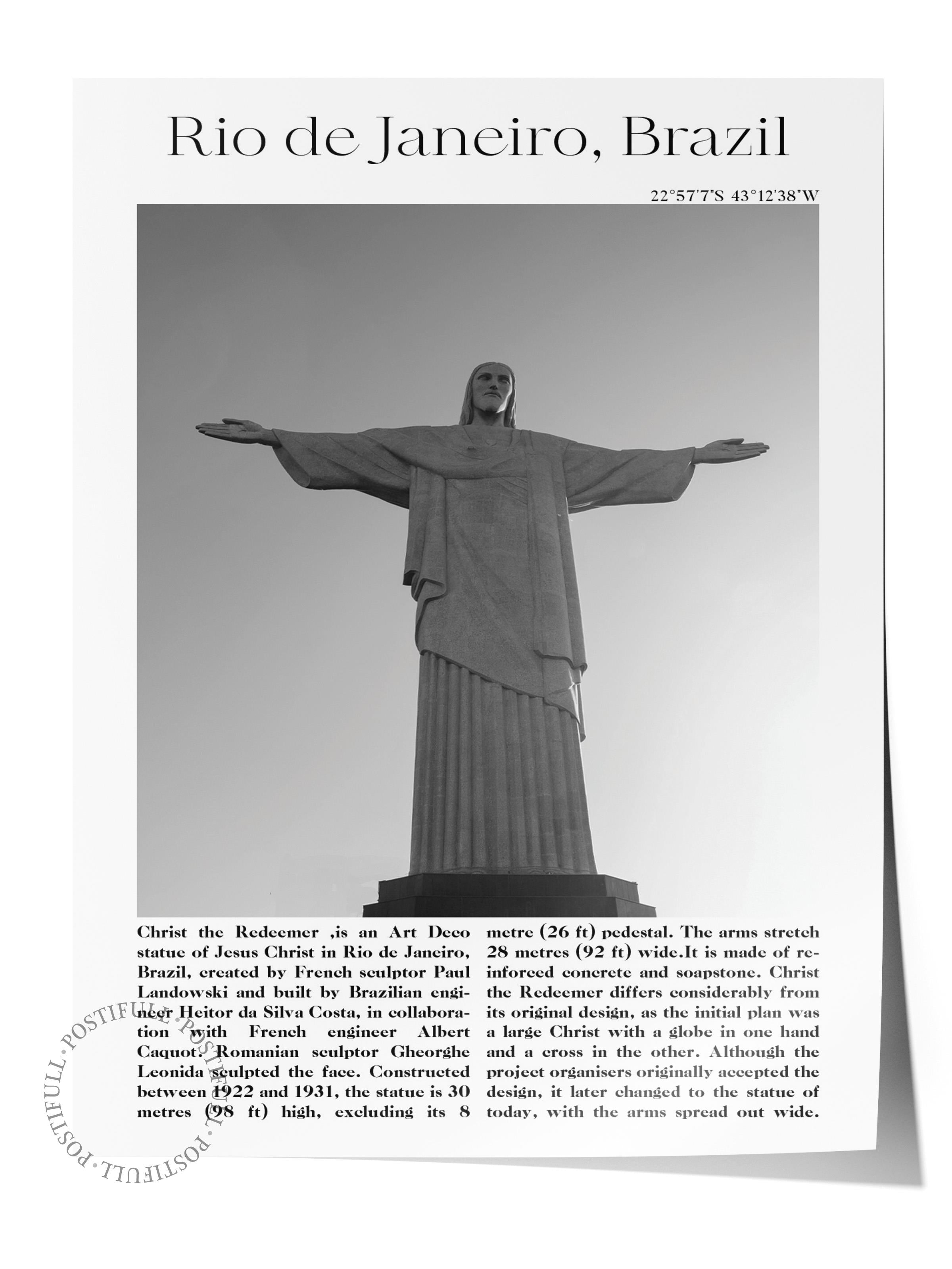 Rio de Janerio - Brezilya, Şehir Temalı Poster, Çerçevesiz Duvar Posteri, NO:30037