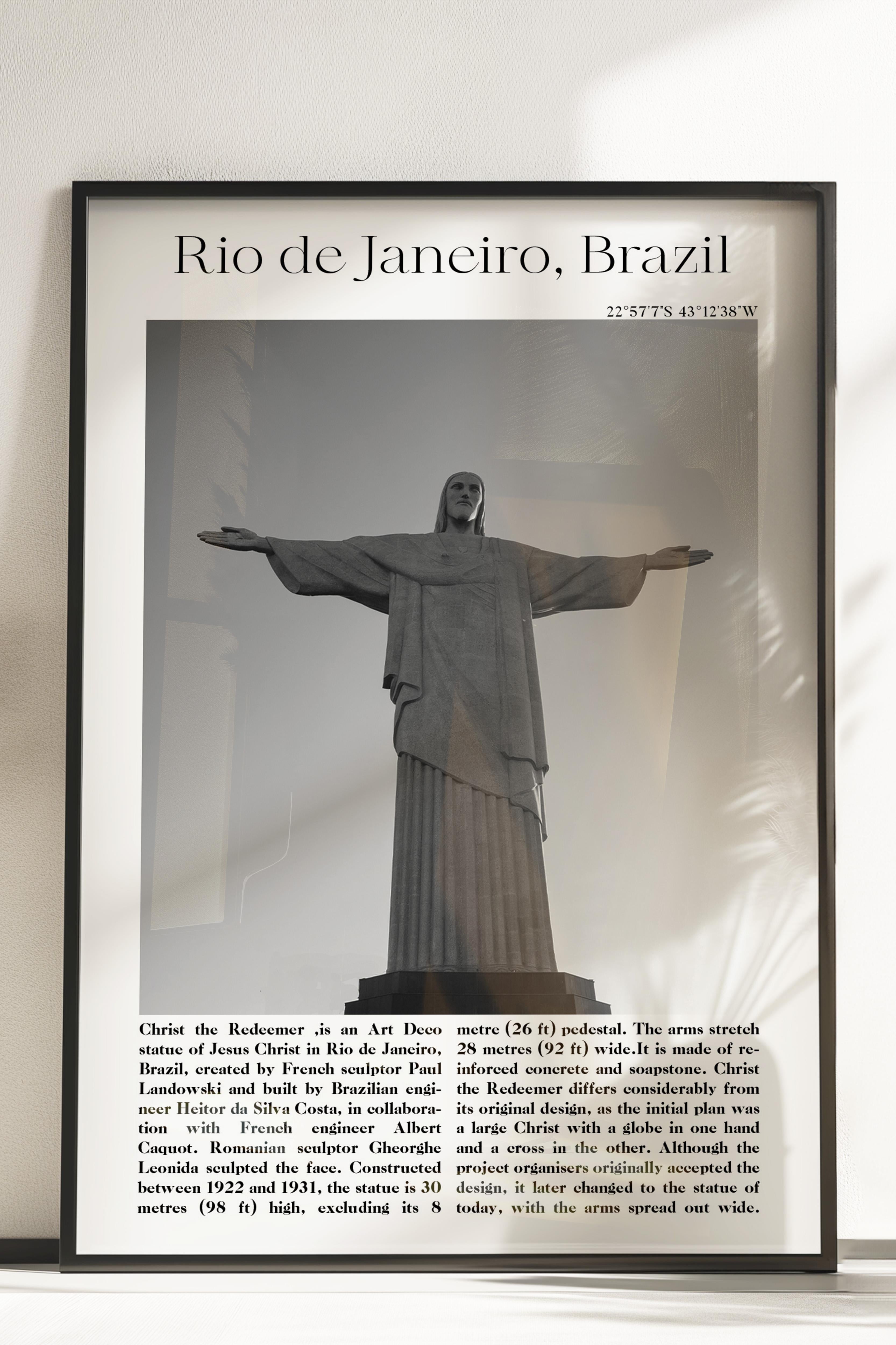 Rio de Janerio - Brezilya, Şehir Temalı Poster, Çerçevesiz Duvar Posteri, NO:30037