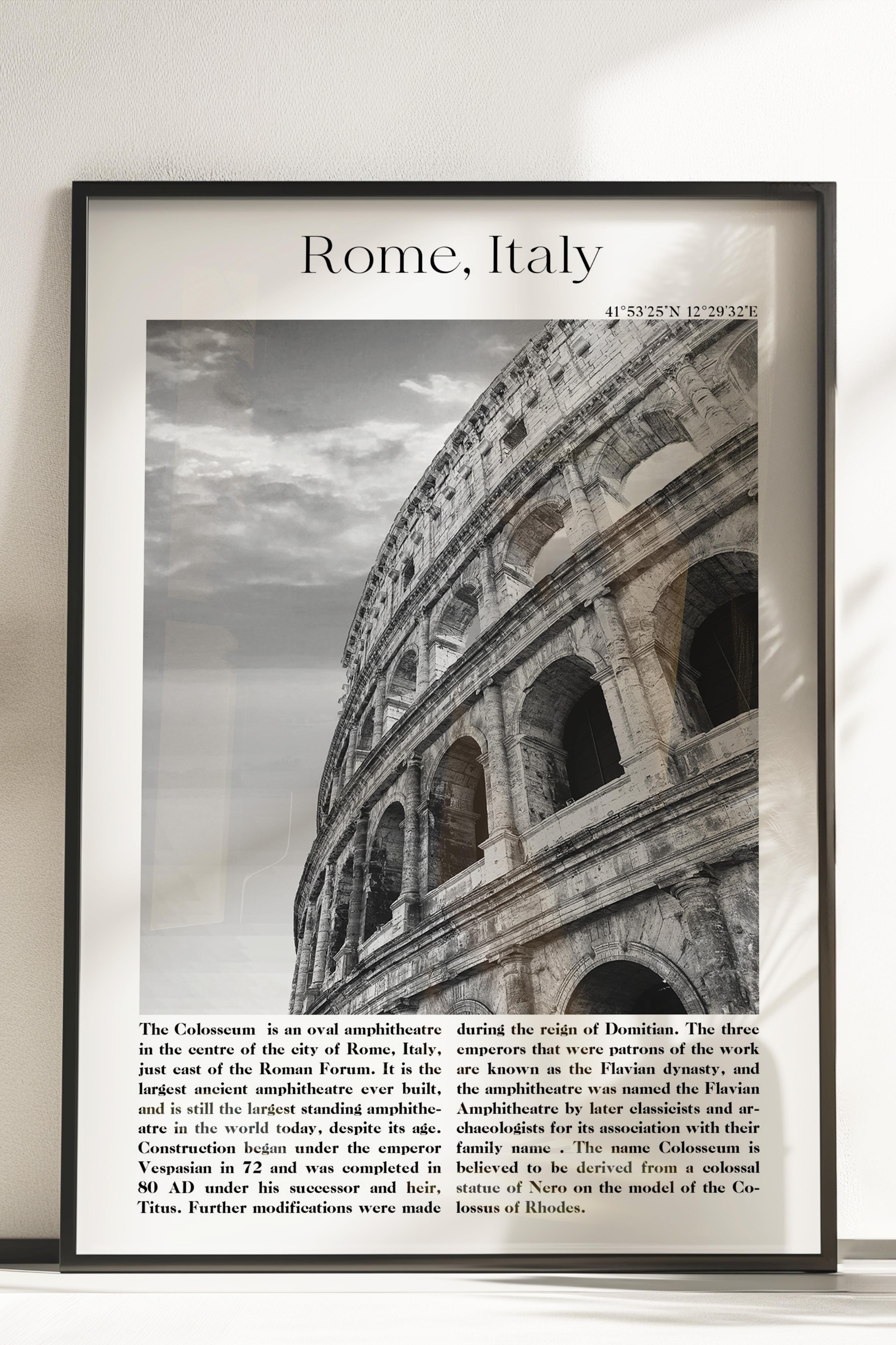 Roma - İtalya, Şehir Temalı Poster, Çerçevesiz Duvar Posteri, NO:30038