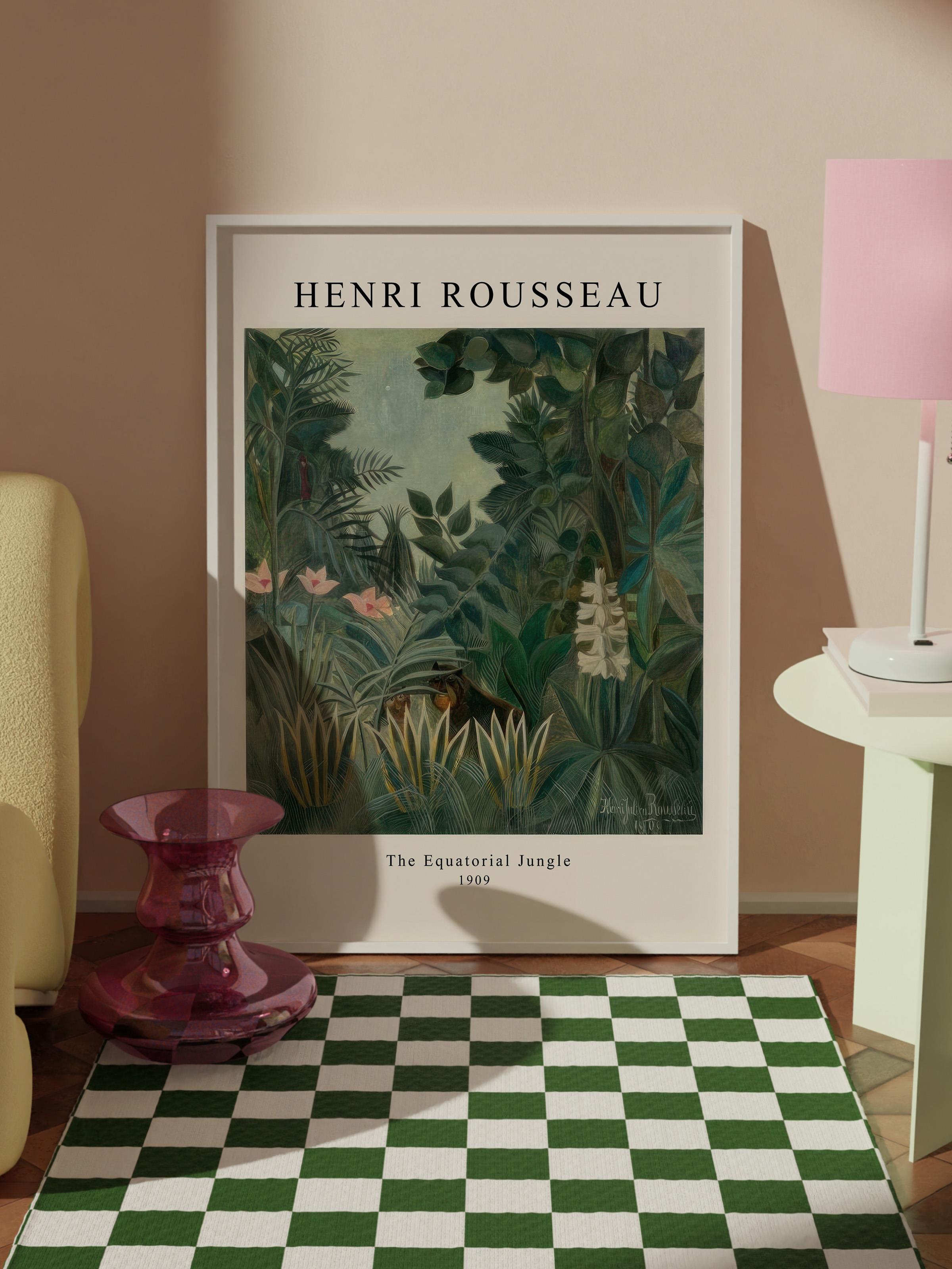 Rousseau - The Equatorial Jungle Beyaz Çerçeveli Tablo, Duvar Tablosu Comfort Serisi NO:108498