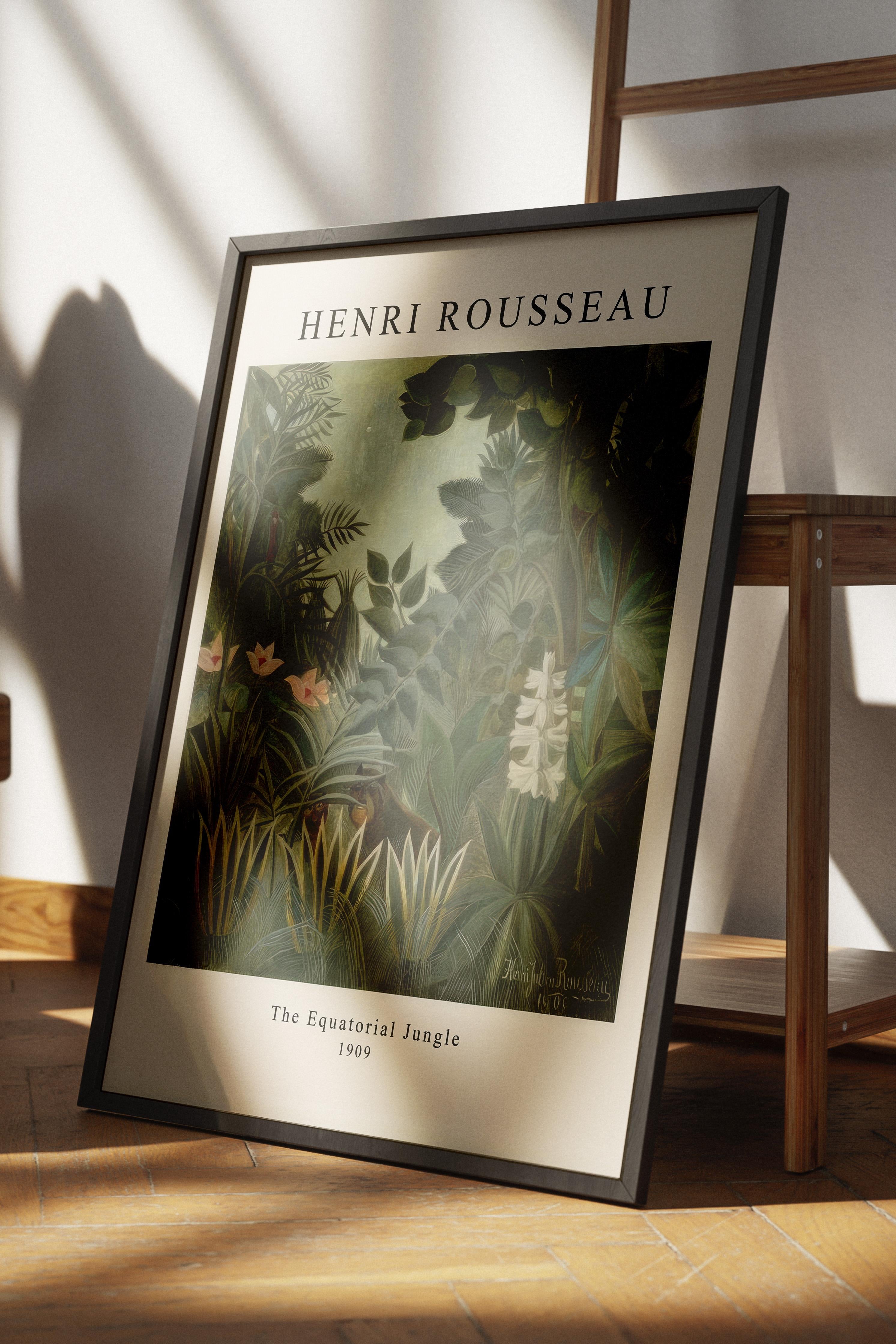 Rousseau - The Equatorial Jungle Siyah Çerçeveli Tablo, Duvar Tablosu Comfort Serisi NO:108498