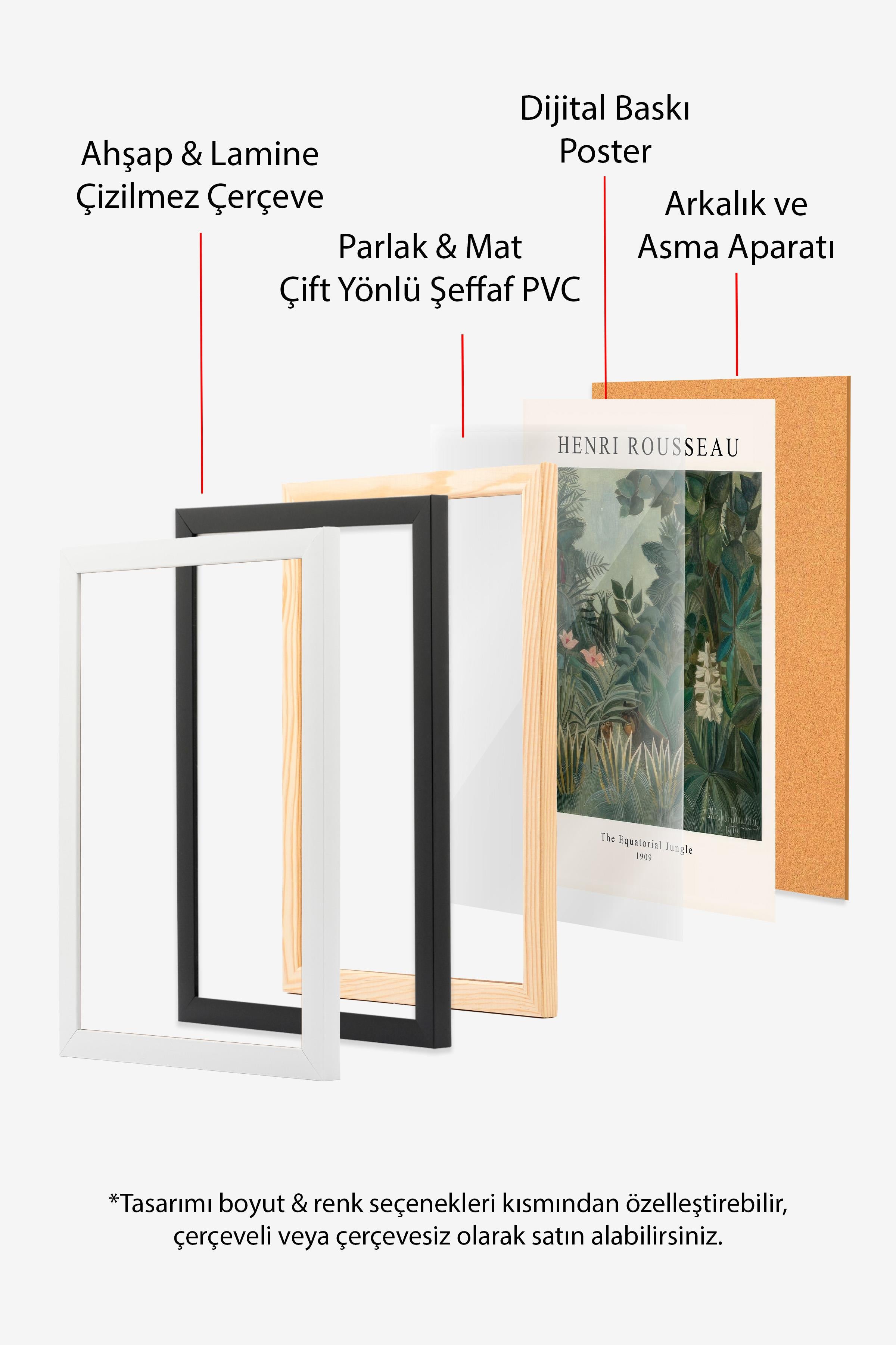 Rousseau - The Equatorial Jungle Siyah Çerçeveli Tablo, Duvar Tablosu Comfort Serisi NO:108498