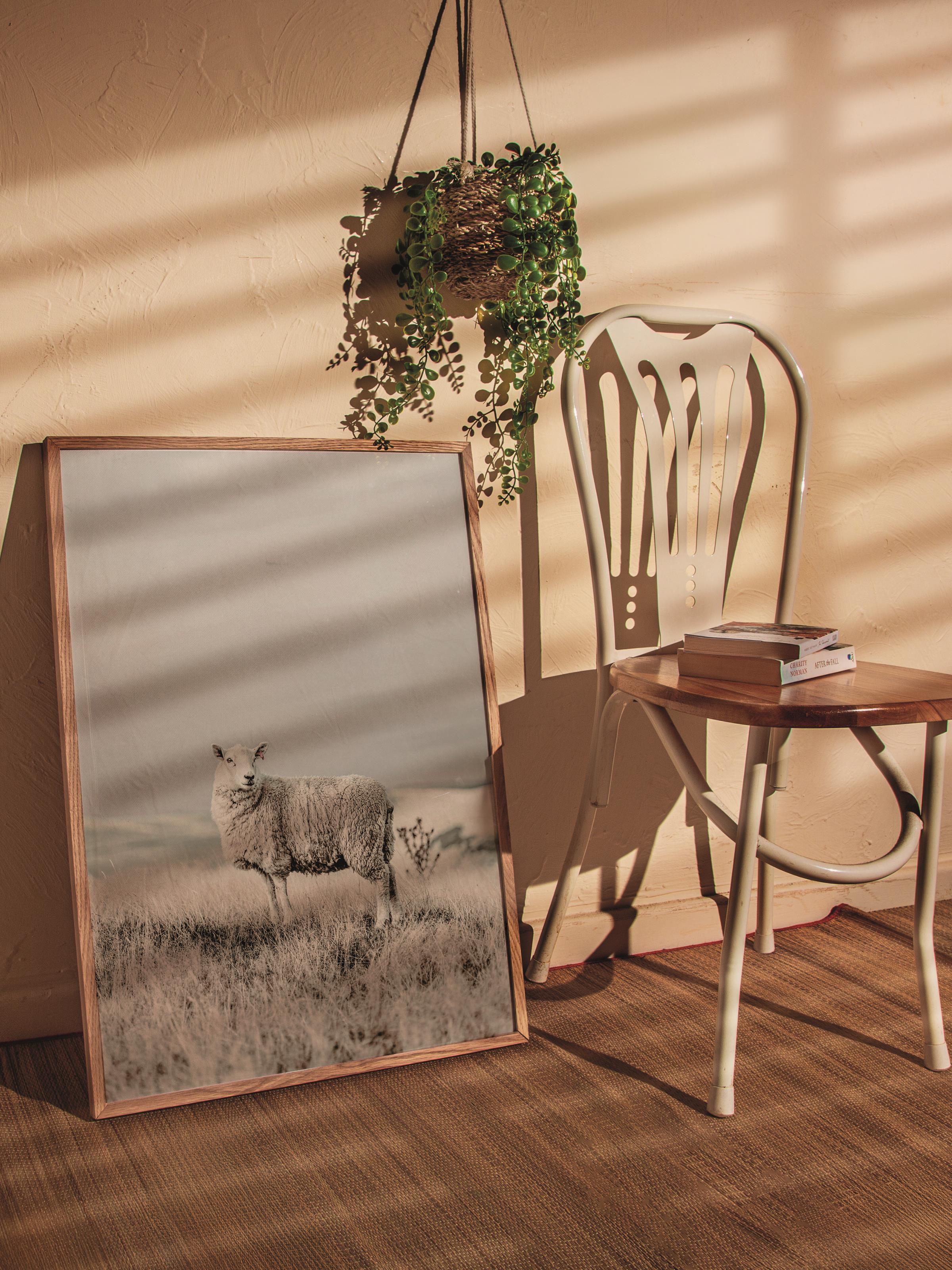 Rustic Çerçevesiz Poster, İskandinav Beyaz Poster, NO:302 Bufalo Fotoğraf, Dikey