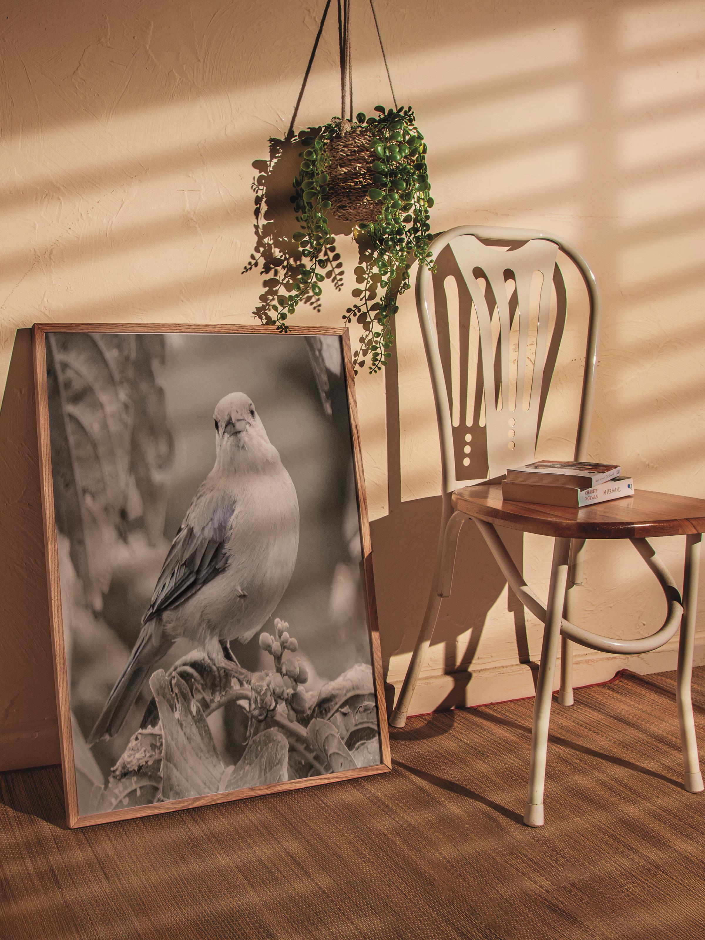 Rustic Çerçevesiz Poster, İskandinav Beyaz Poster, NO:325 Kuş Fotoğraf, Dikey