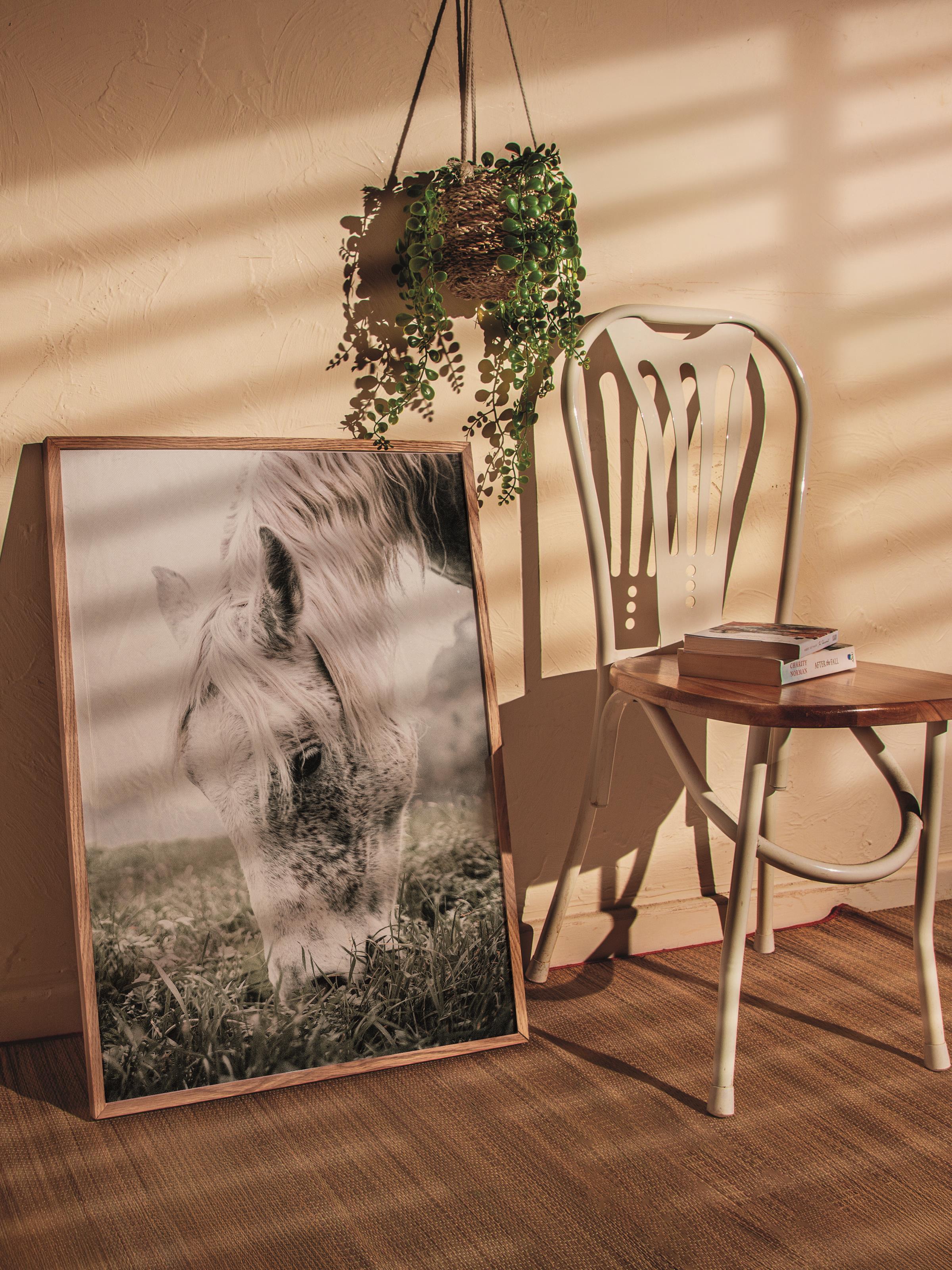 Rustic Çerçevesiz Poster, İskandinav Beyaz Poster, NO:330 Keçi Fotoğraf, Dikey