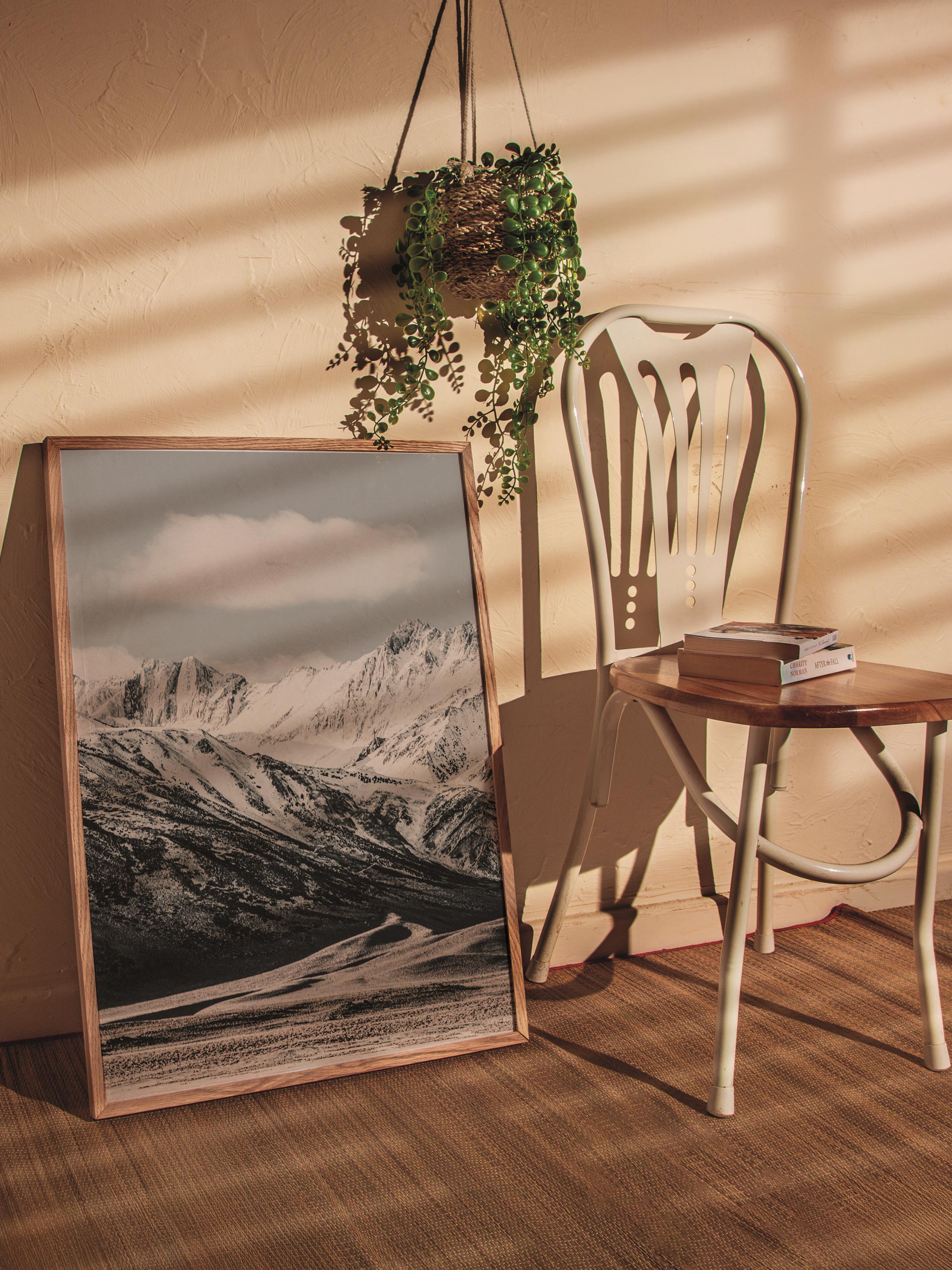 Rustic Çerçevesiz Poster, İskandinav Beyaz Poster, NO:332 Dağlar Fotoğraf, Dikey