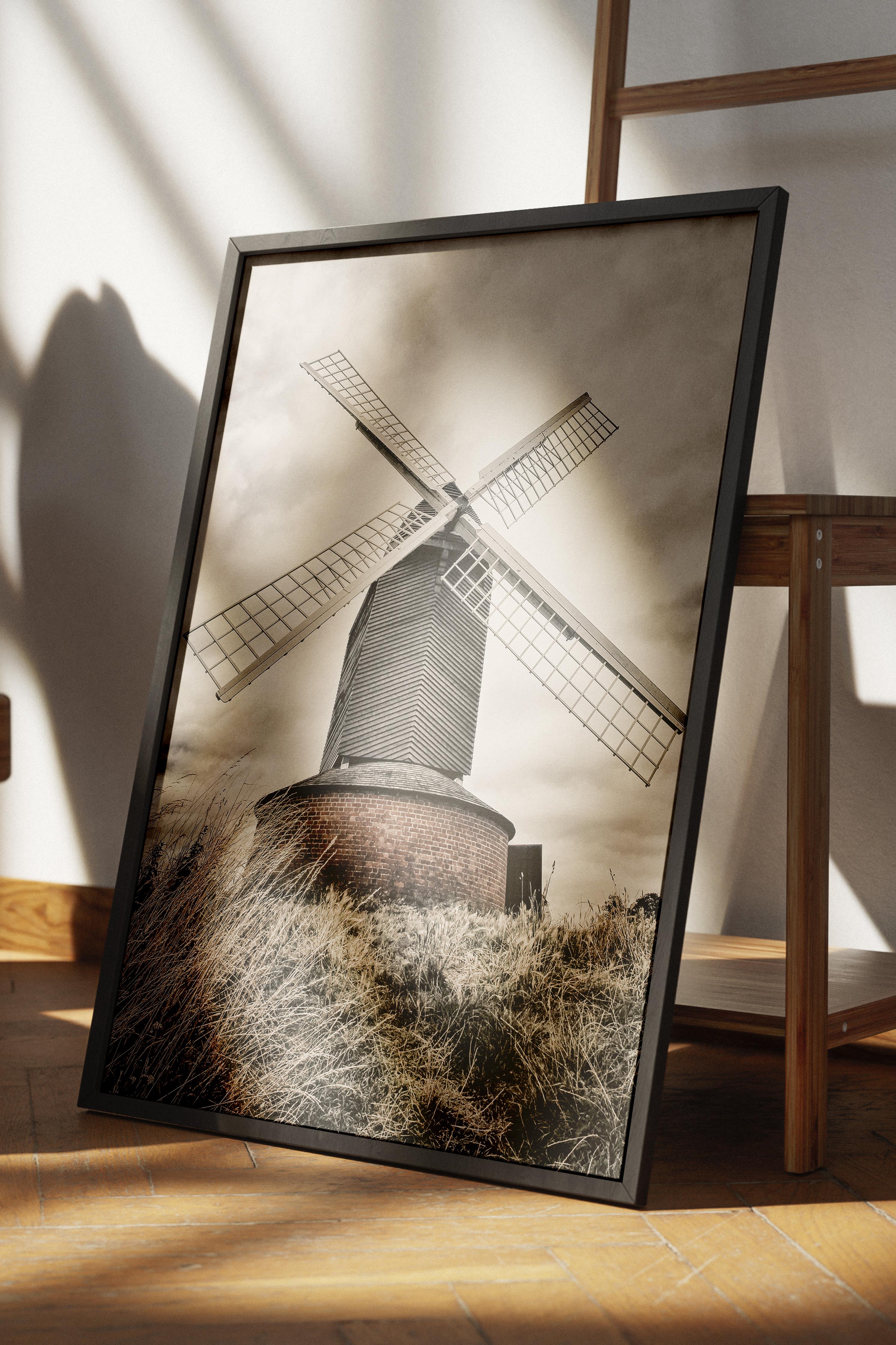 Rustic Çerçevesiz Poster, İskandinav Beyaz Poster, NO:333 Değirmen Fotoğraf, Dikey