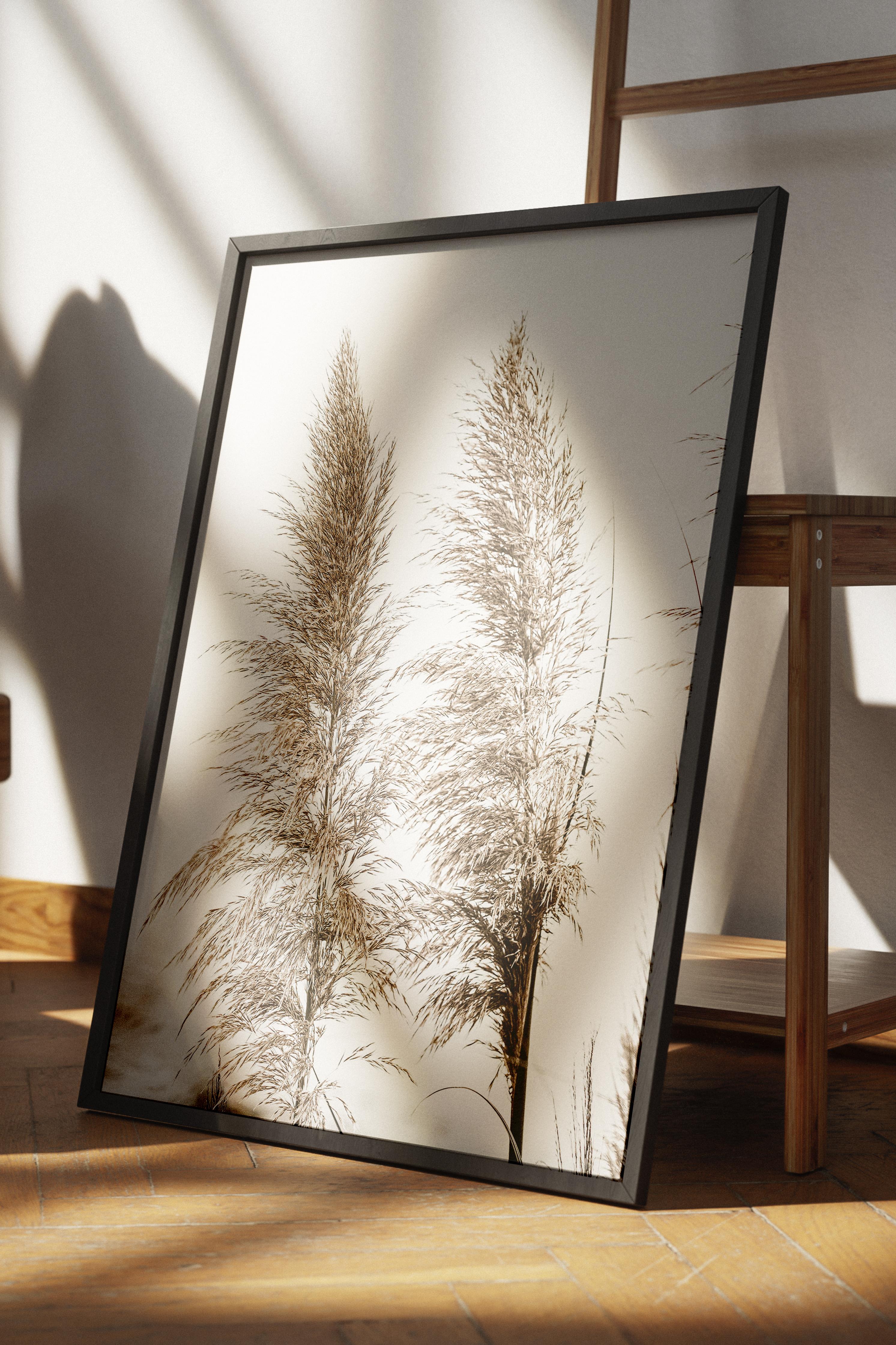 Rustic Çerçevesiz Poster, İskandinav Beyaz Poster, NO:342 Püsküllü Otlar Fotoğraf, Dikey