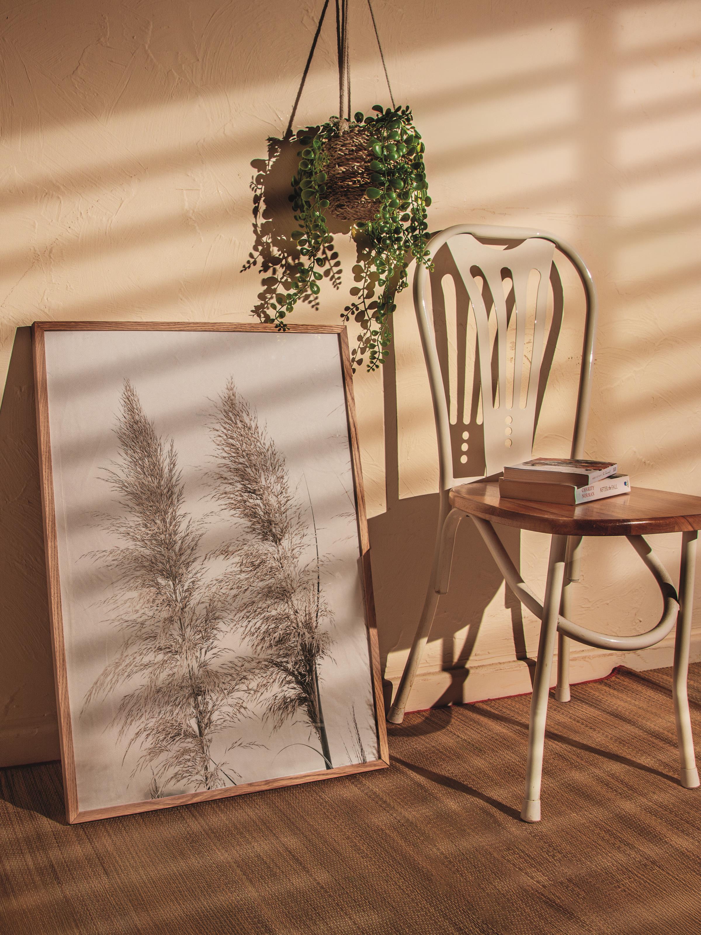 Rustic Çerçevesiz Poster, İskandinav Beyaz Poster, NO:342 Püsküllü Otlar Fotoğraf, Dikey