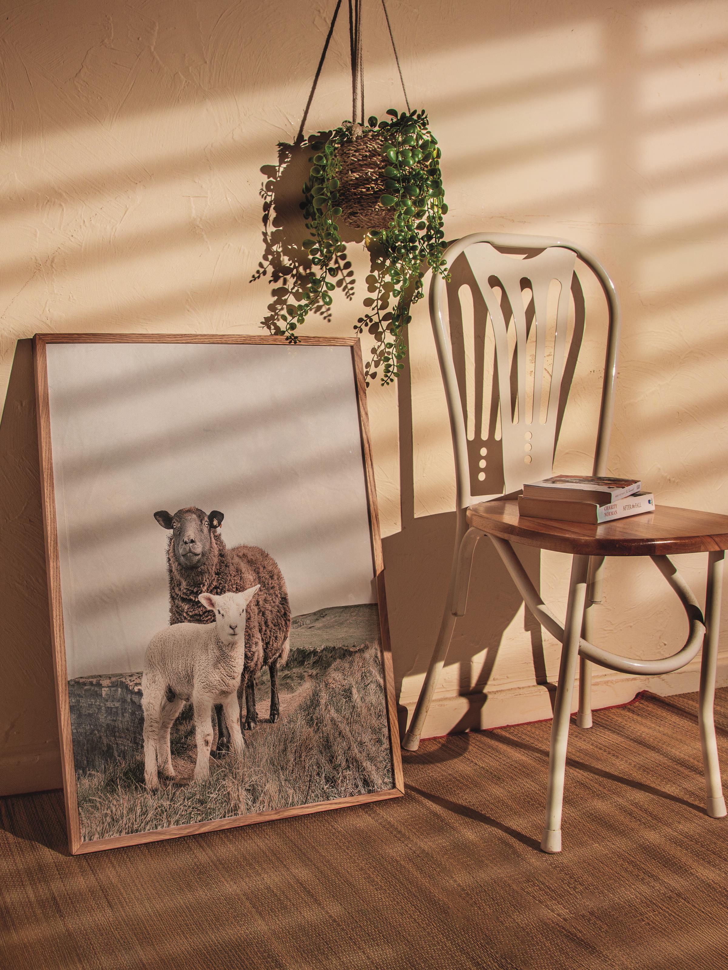 Rustic Çerçevesiz Poster, İskandinav Beyaz Poster, NO:349 İnekler Fotoğraf, Dikey