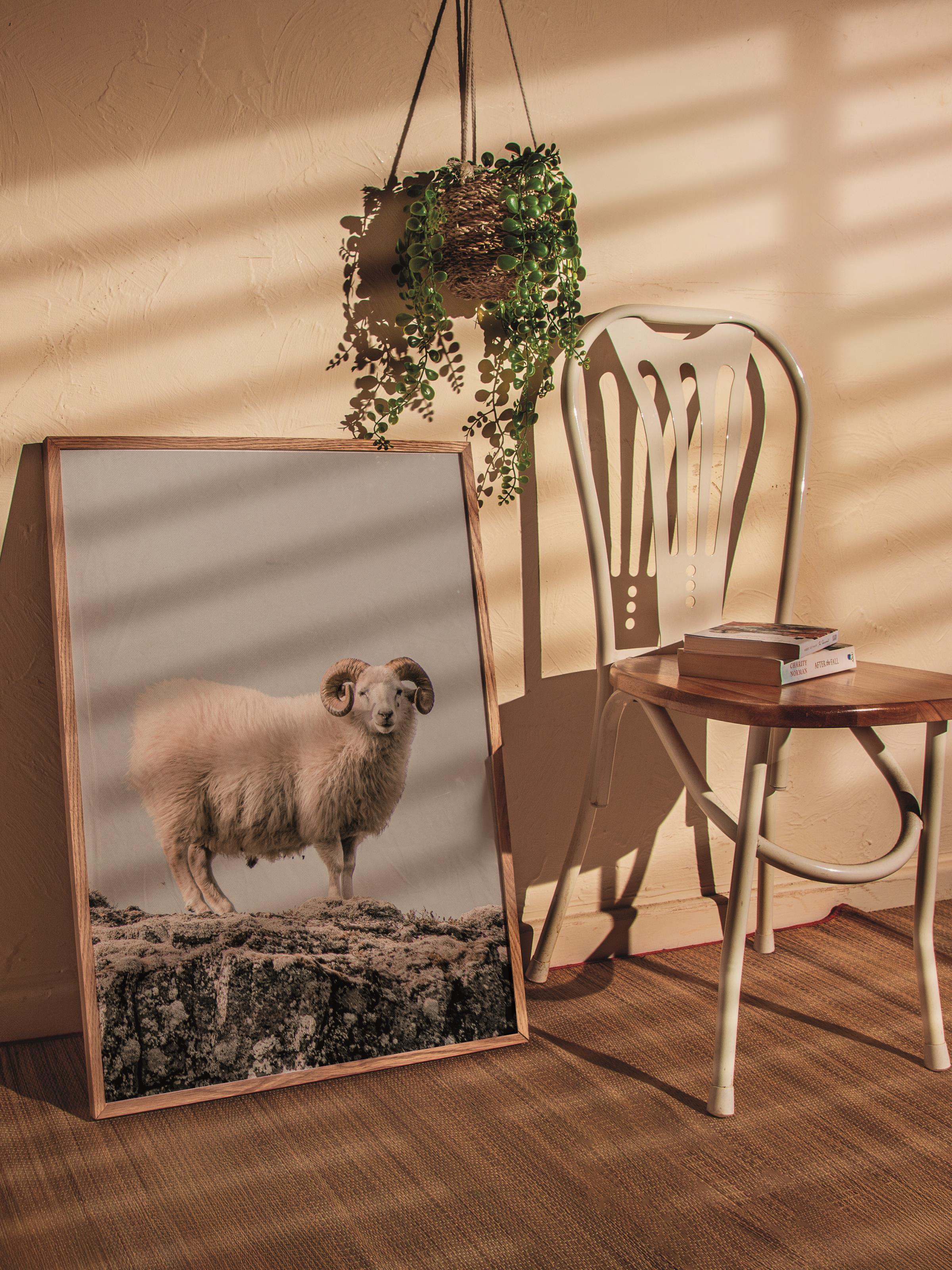 Rustic Çerçevesiz Poster, İskandinav Beyaz Poster, NO:359 Koç Fotoğraf, Dikey