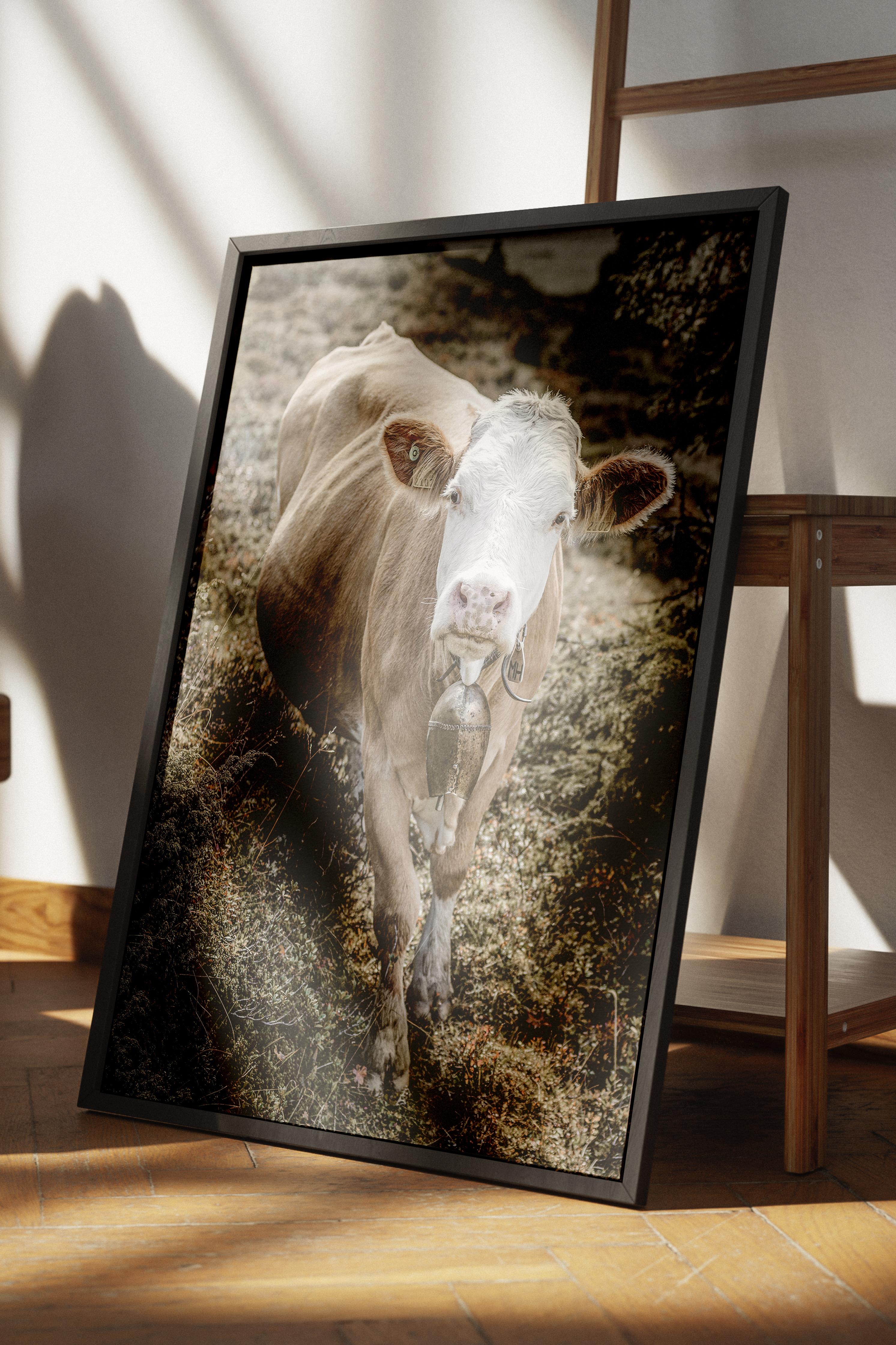 Rustic Çerçevesiz Poster, İskandinav Beyaz Poster, NO:361 İnek Fotoğraf, Dikey