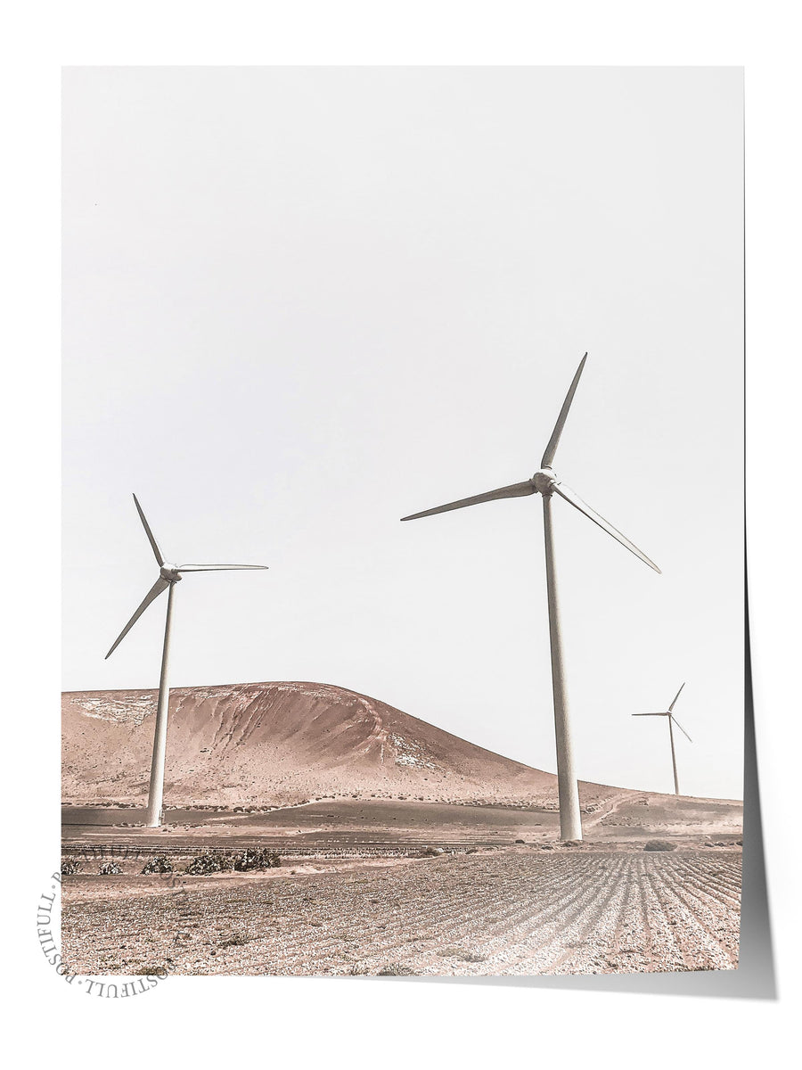 Rüzgar Türbinleri ve Tarlalar Rustic Çerçevesiz Poster