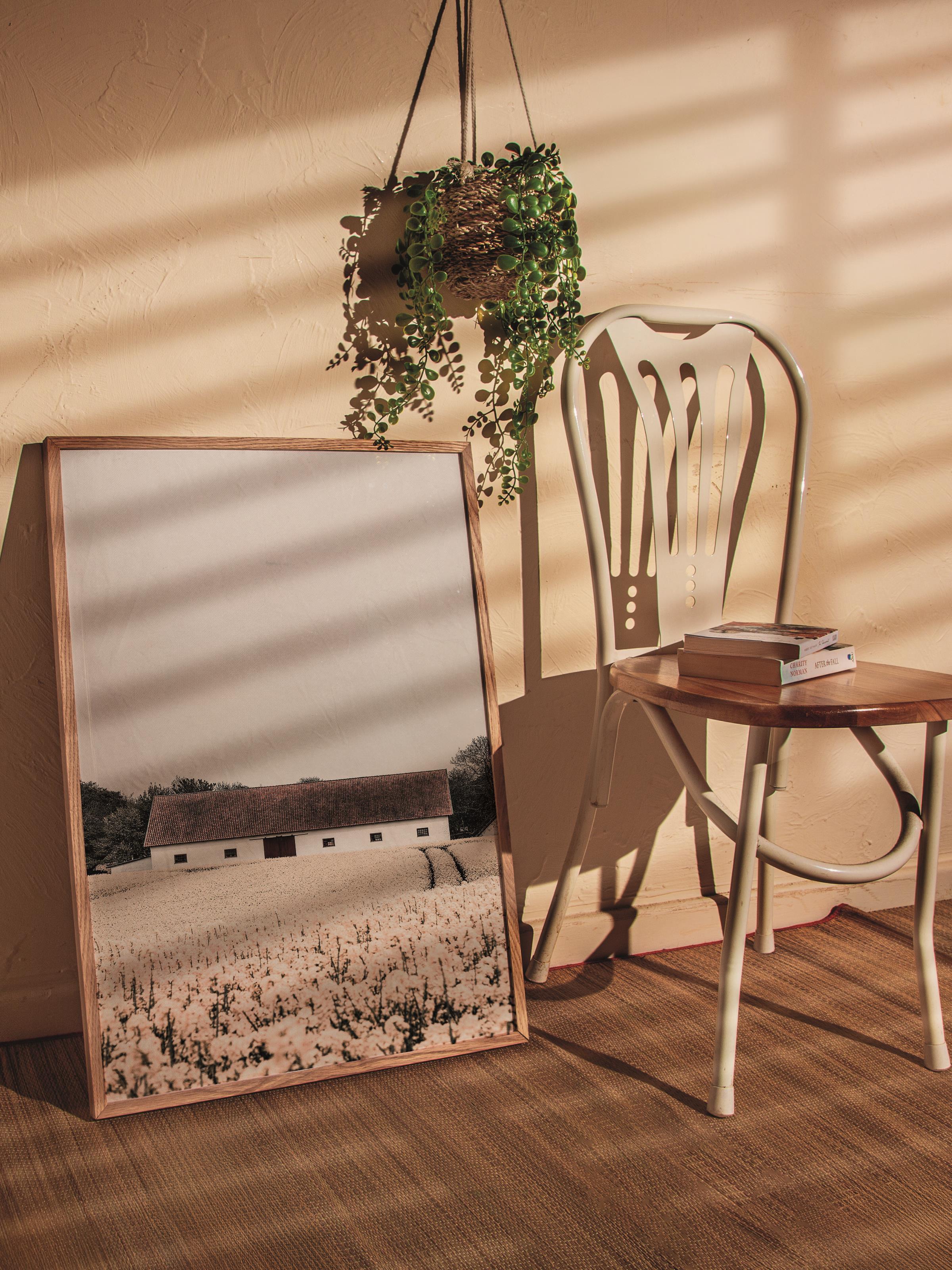 Rustic Çerçevesiz Poster, İskandinav Beyaz Poster, NO:373 Ahır Fotoğraf, Dikey