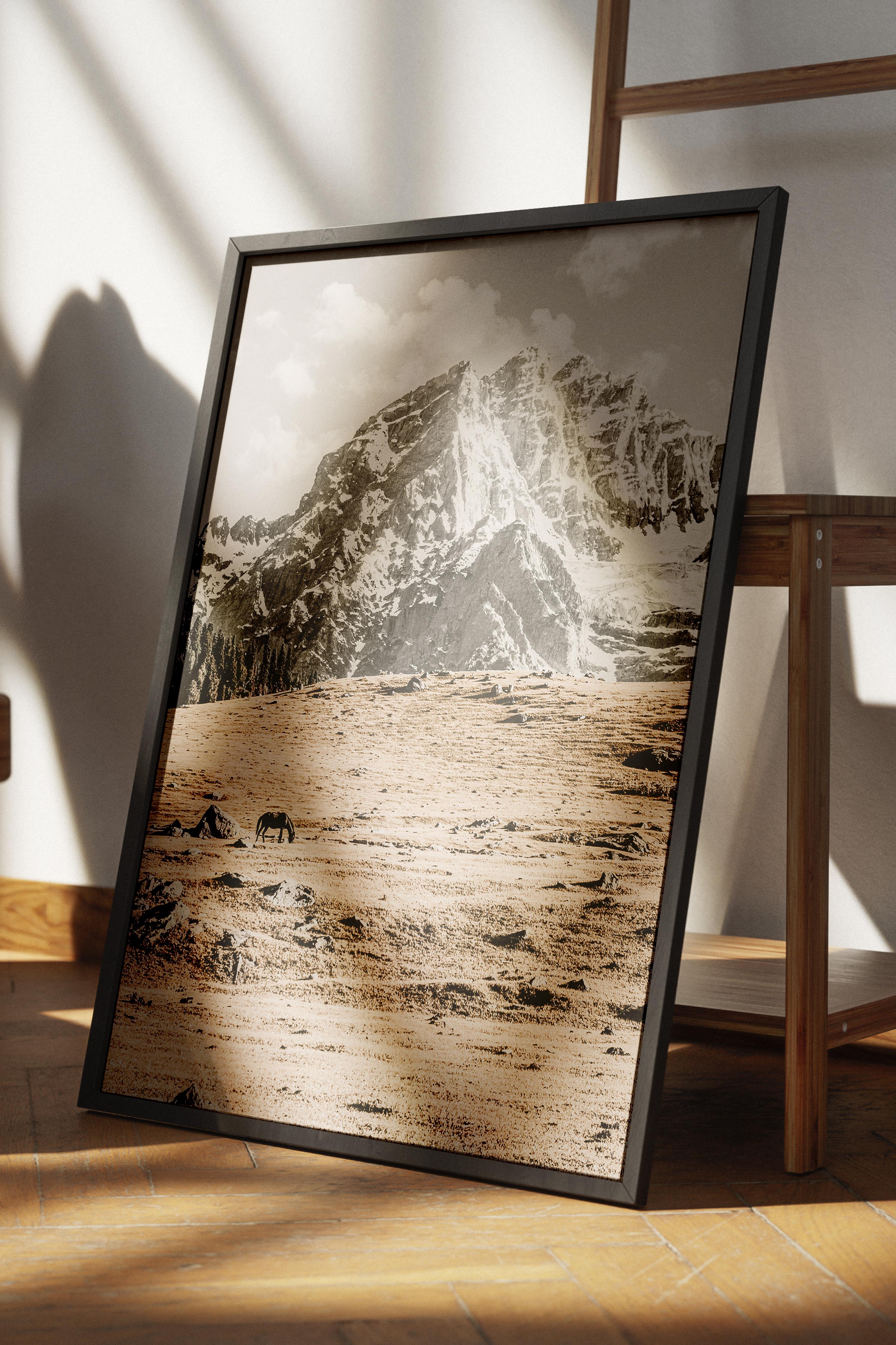 Rustic Çerçevesiz Poster, İskandinav Beyaz Poster, NO:375 Dağ Fotoğraf, Dikey
