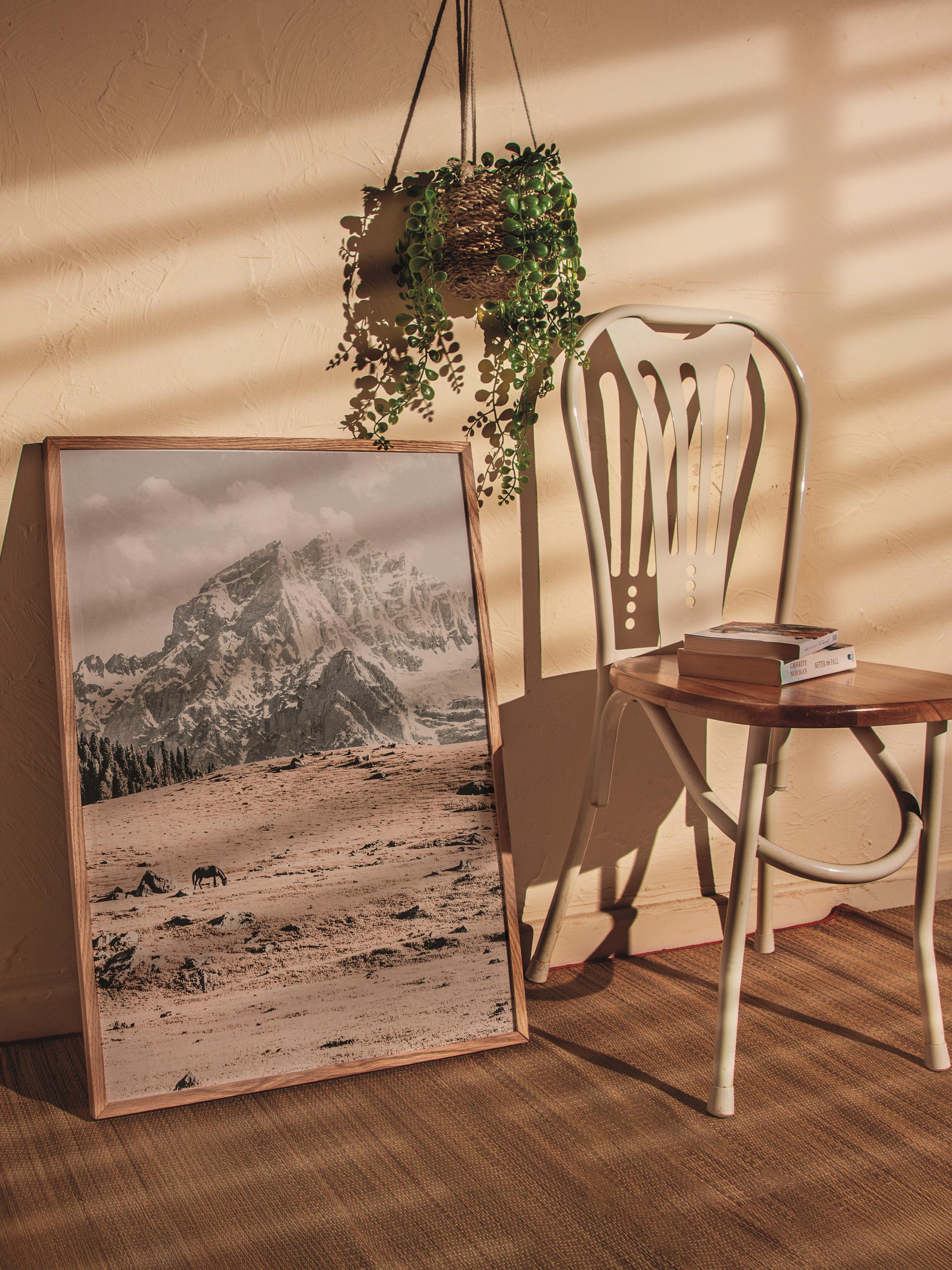 Rustic Çerçevesiz Poster, İskandinav Beyaz Poster, NO:375 Dağ Fotoğraf, Dikey