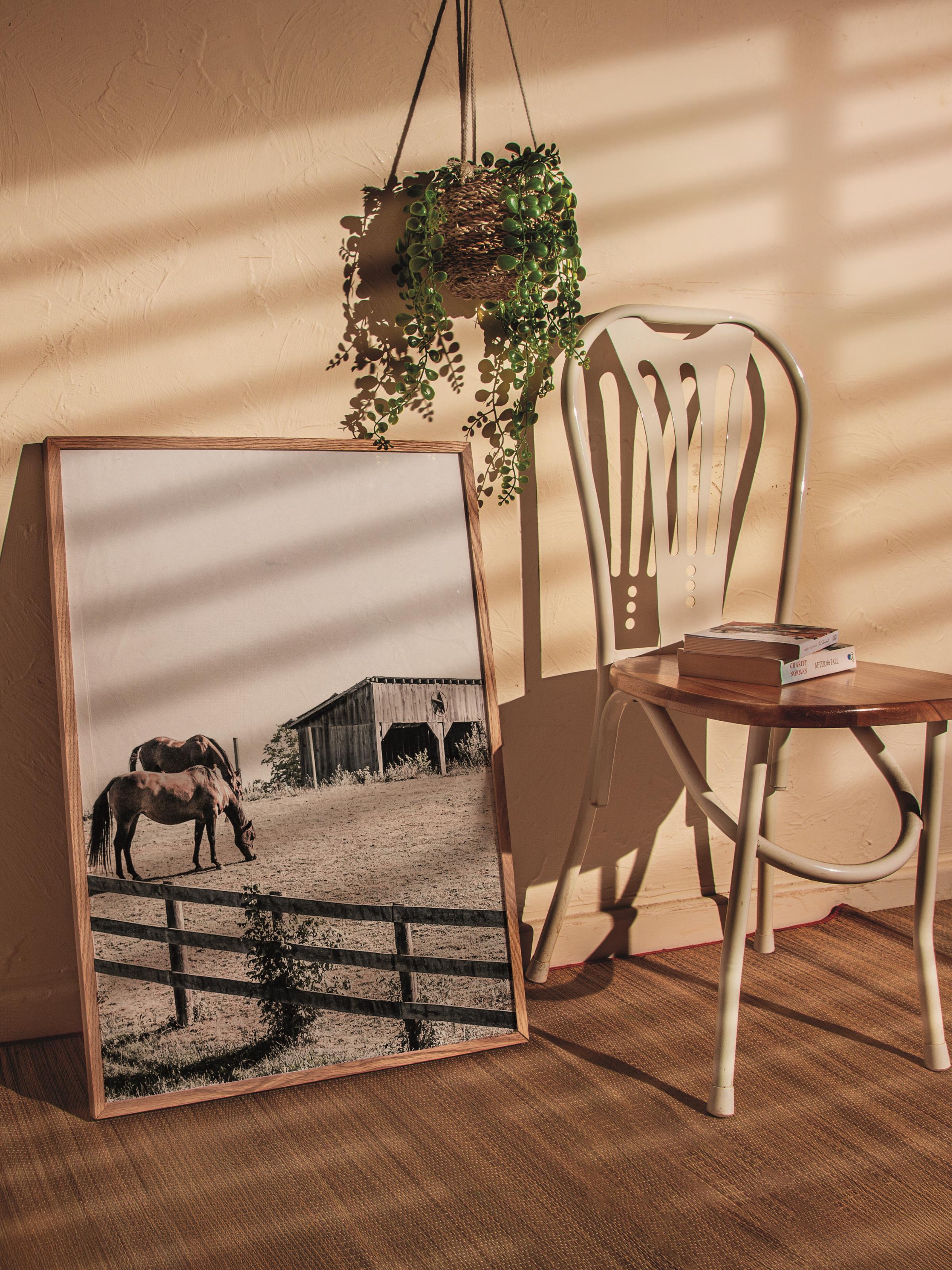 Rustic Çerçevesiz Poster, İskandinav Beyaz Poster, NO:379 Ahır Fotoğraf, Dikey