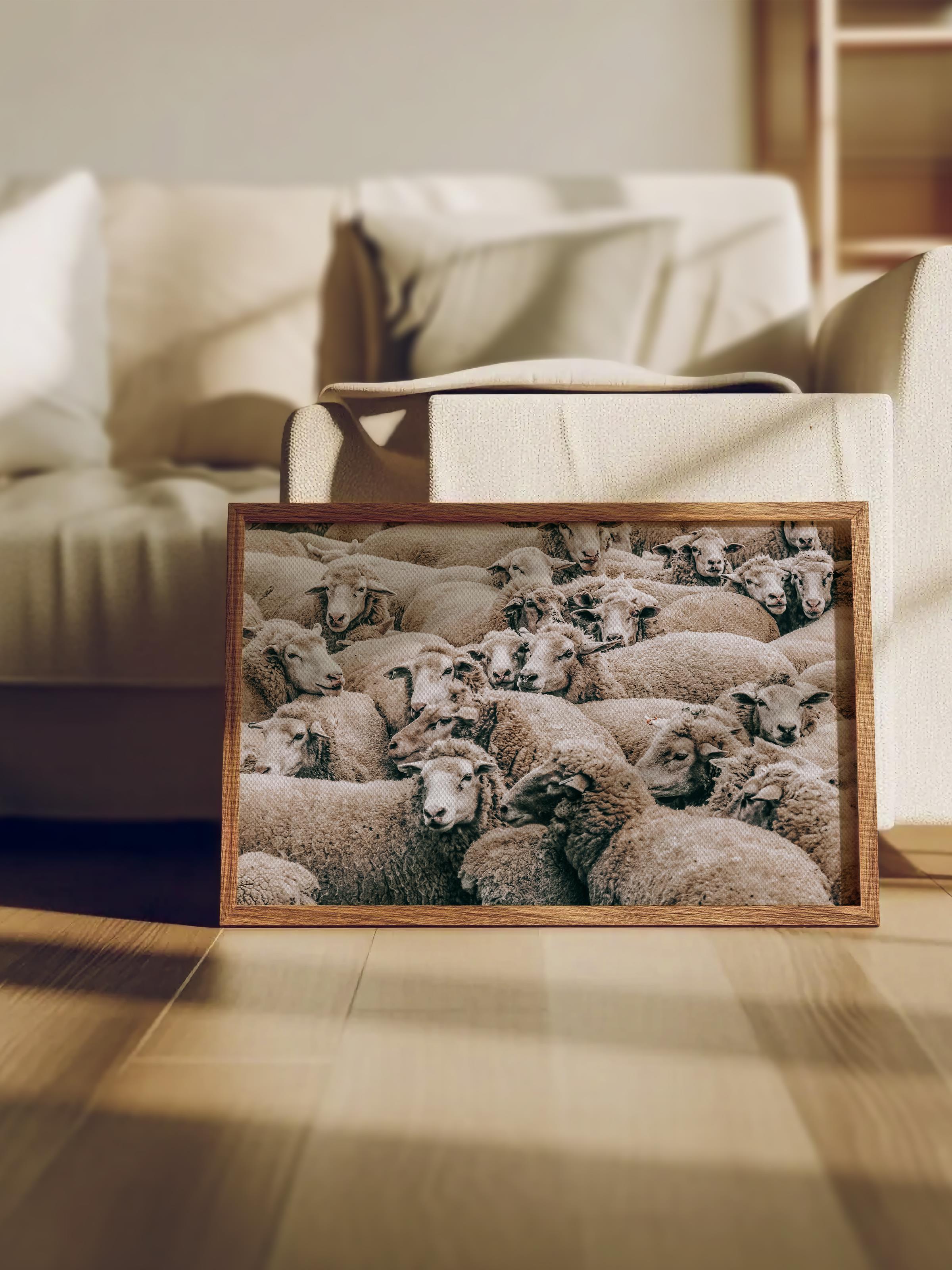 Rustic Çerçevesiz Poster, İskandinav Beyaz Tablo, NO:497 Koyunlar Fotoğraf
