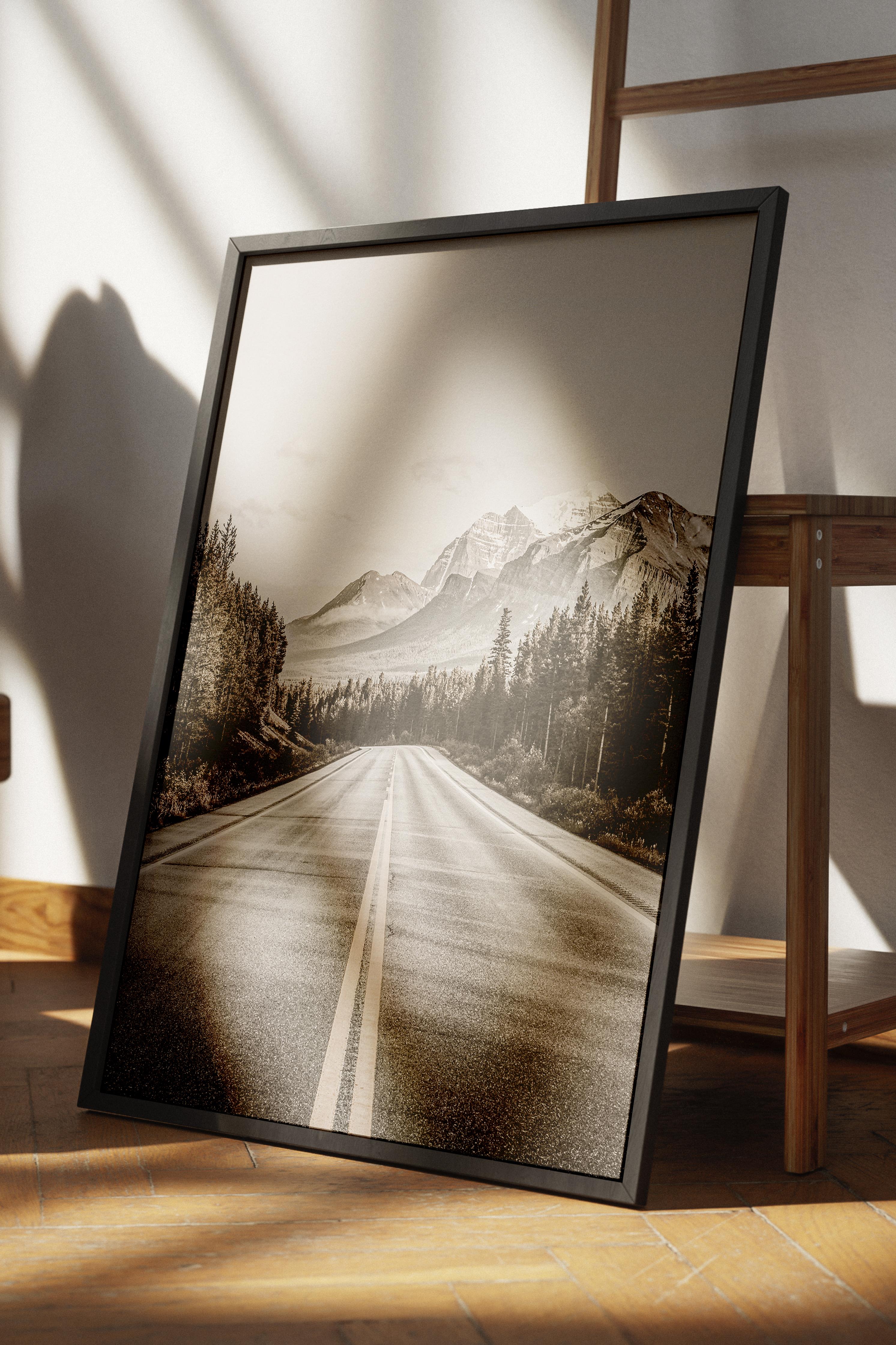Rustic Çerçevesiz Poster, İskandinav Gri Poster, NO:364 Yol Fotoğraf, Dikey