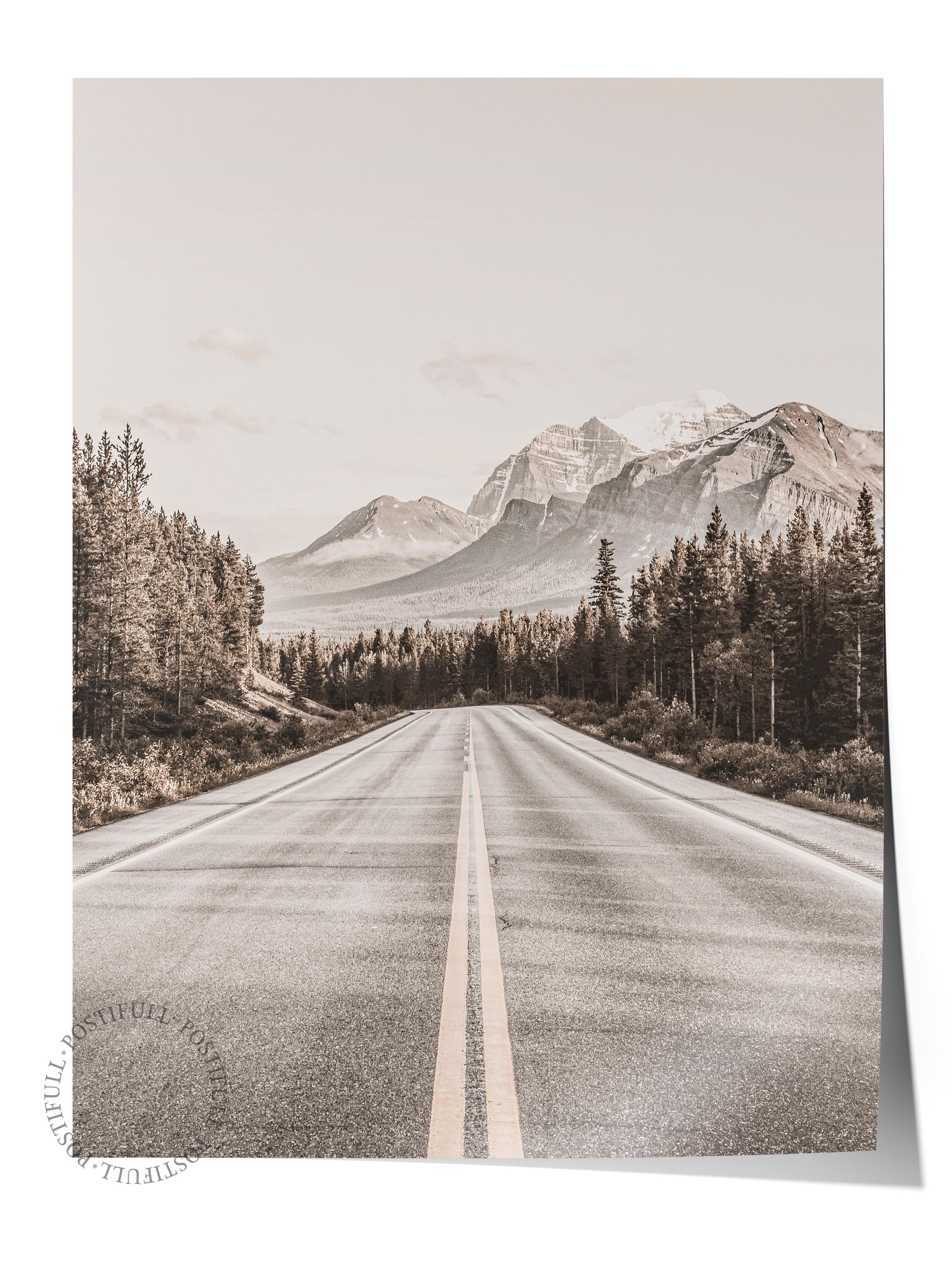 Rustic Çerçevesiz Poster, İskandinav Gri Poster, NO:364 Yol Fotoğraf, Dikey