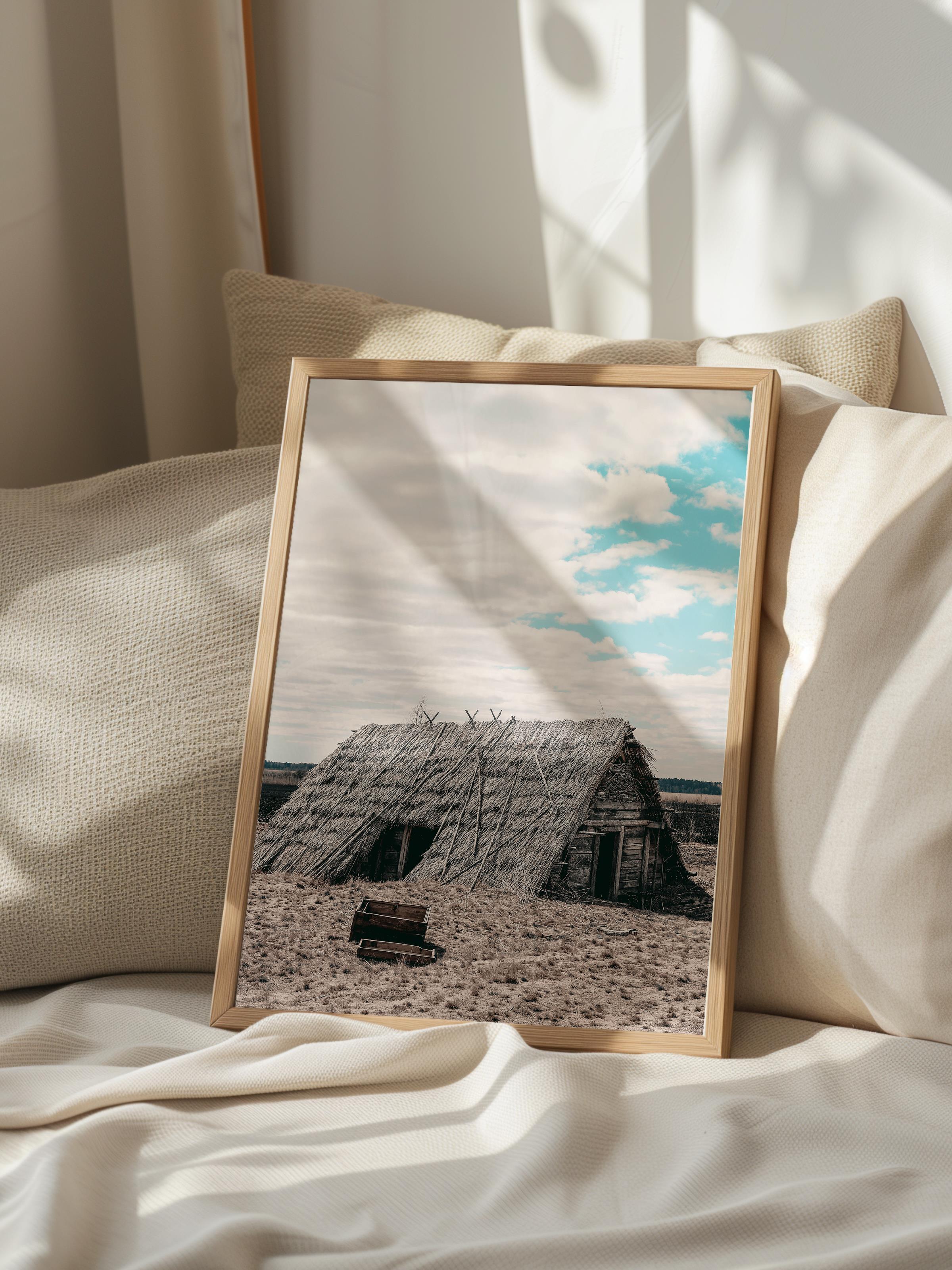 Rustic Çerçevesiz Poster, İskandinav Gri Poster, NO:405 Dağ Evi Fotoğraf